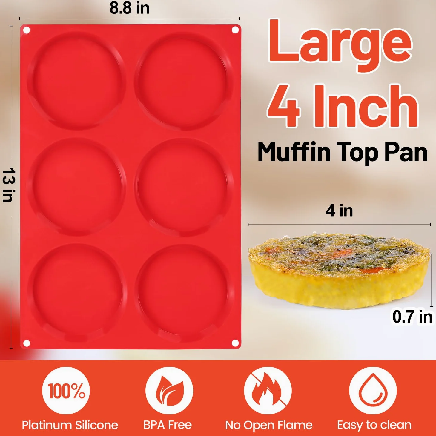 Molde redondo para magdalenas de 4 pulgadas, moldes de silicona para sándwiches de desayuno (3, 4 pulgadas)