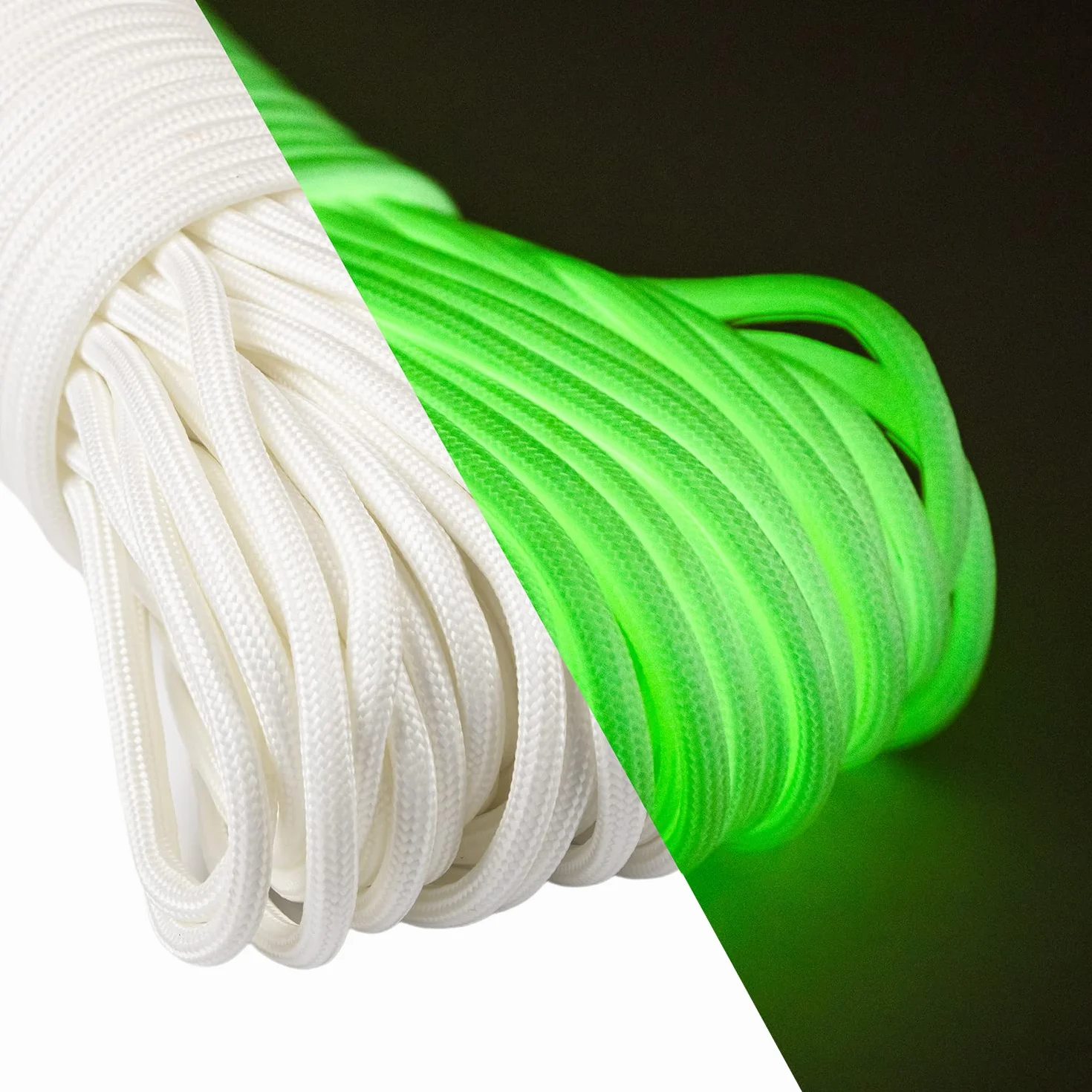 Abma Cord 4mm Paracord Fluorescente Luminosa 30M Cuerda Brilla Oscuridad 9 Hebras Camping 250kg