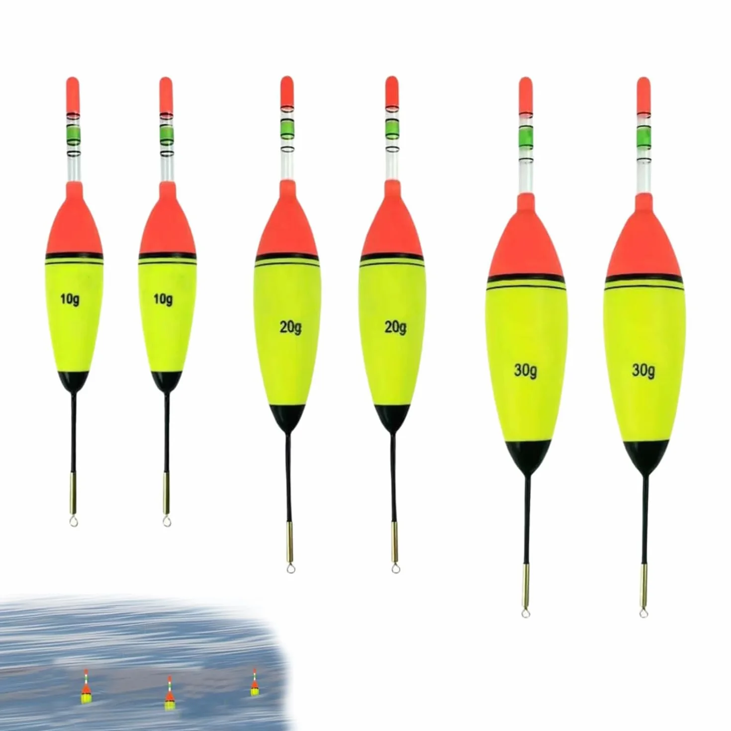 Boyas de Pesca 6 Piezas, Juego de Flotadores de Espuma Eva Luminoso para Pesca Nocturna y Mar