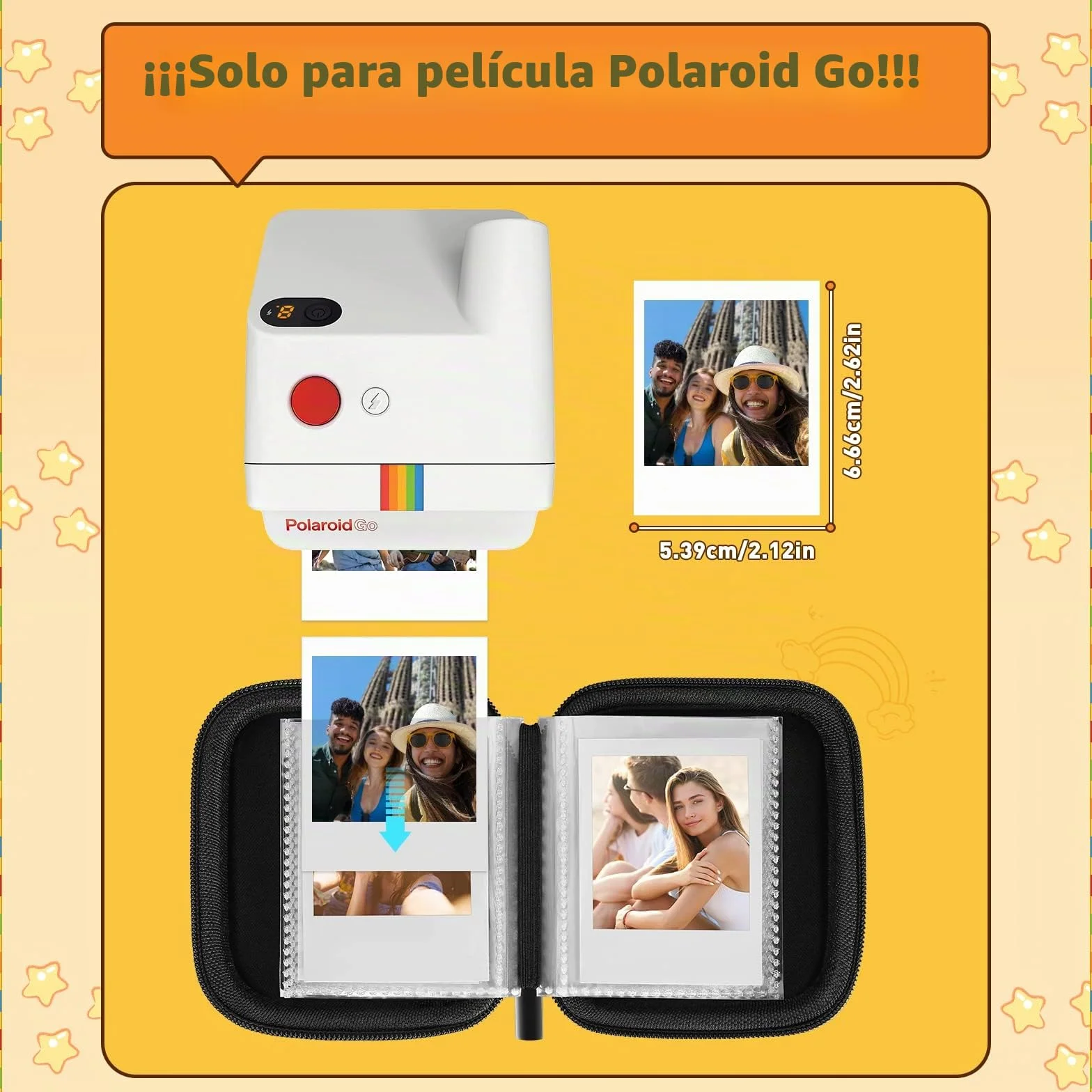 YINKE Pockets Album Fotos para Polaroid Go, Capacidad para 40 fotos, Estuche Portátil para álbum de Fotos de viaje (negro)