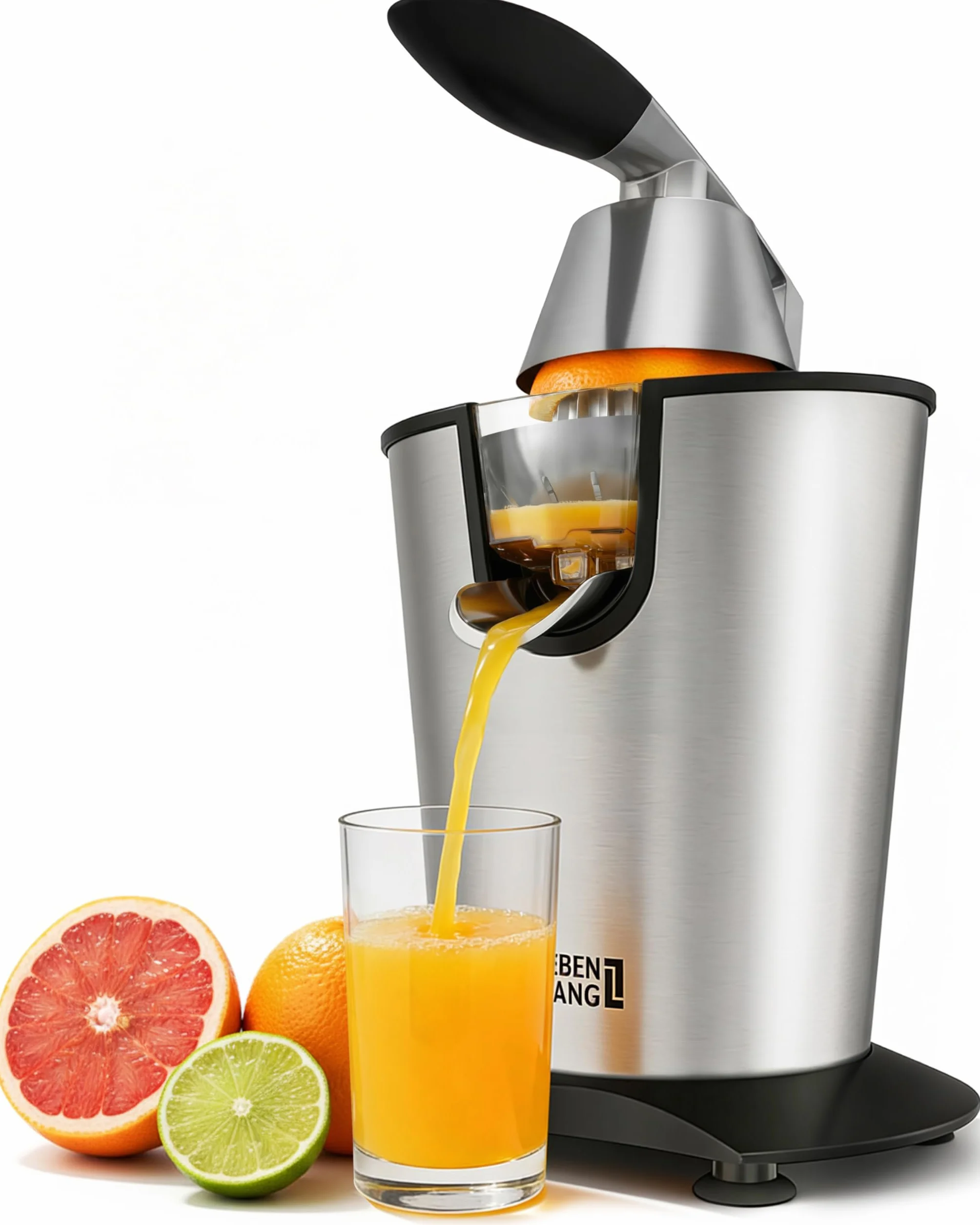 LEBENLANG Exprimidor de naranjas electrico 600W - Incl. Cono de Acero Inoxidable & Libre de BPA I Espremedor citrinos eléctrico Esprimidores zumos automatico Juicer orange machine Esprimidoras zumera