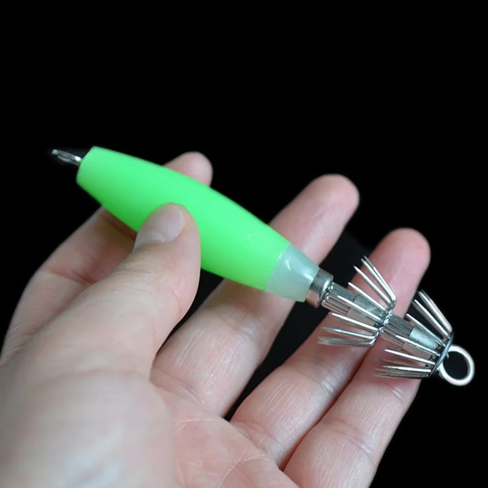 POFET 10 Anzuelos Luminosos Pulpo Calamar 9,5 cm 17 g Señuelo Pesca Agua Salada Plantilla Noctilucente