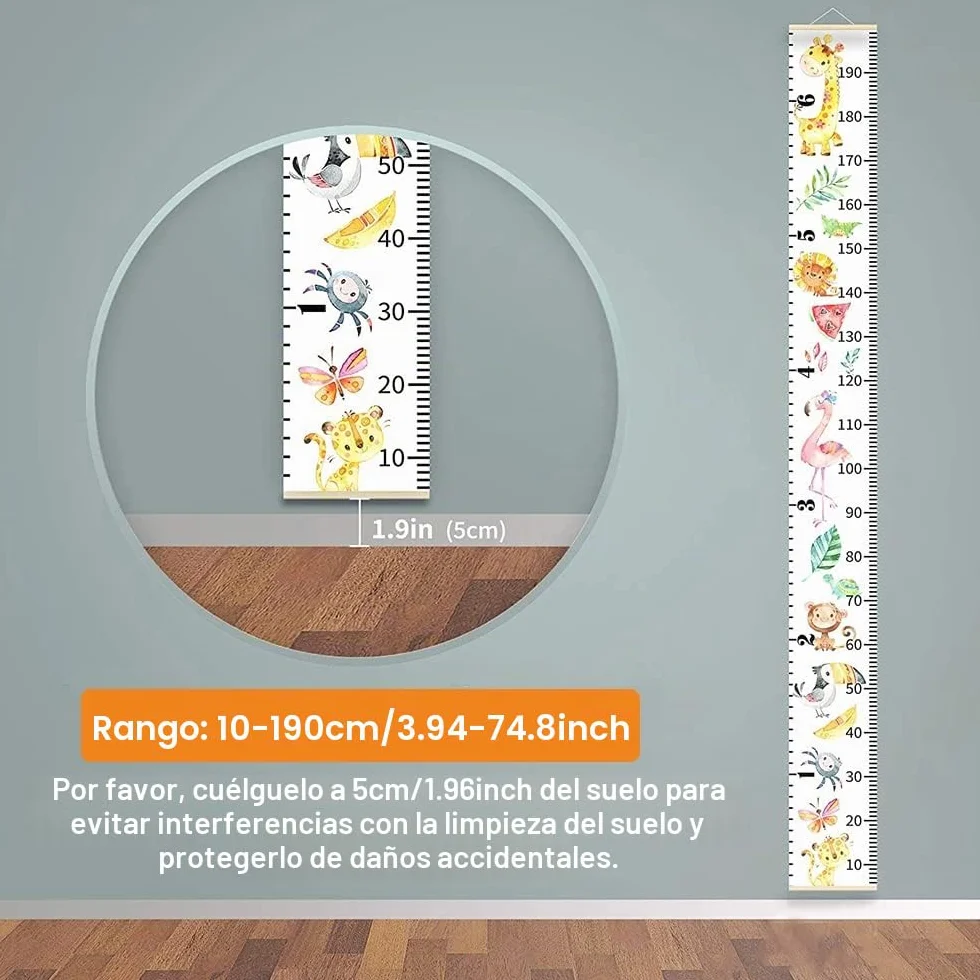 Extraíble Regla de Altura 20×200 cm Medidor Niños Adhesivo Pared Guardería