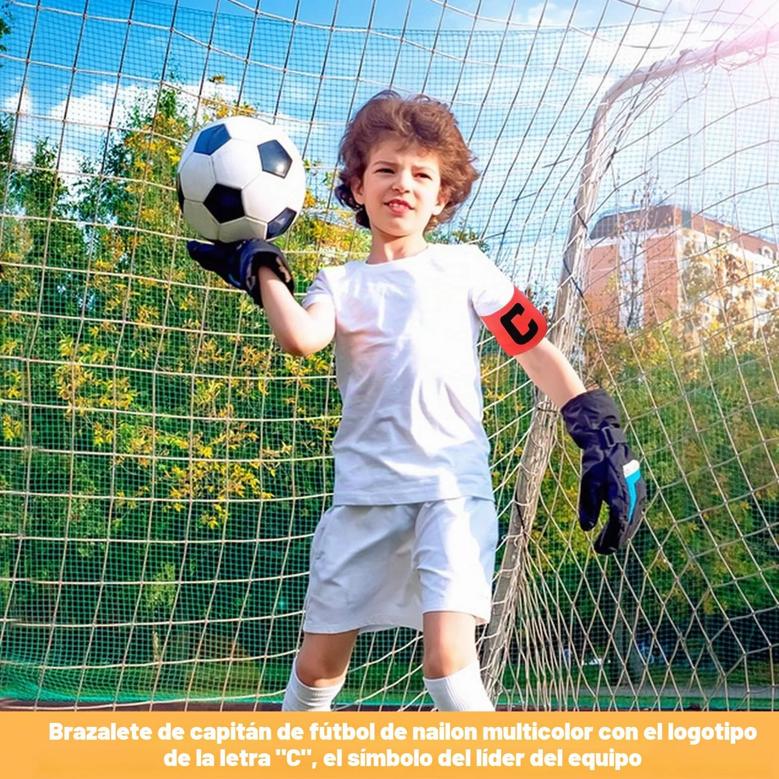 Brazalete de Capitán de Fútbol Multicolor 8 Piezas Ajustable Elástico para Niños Adultos