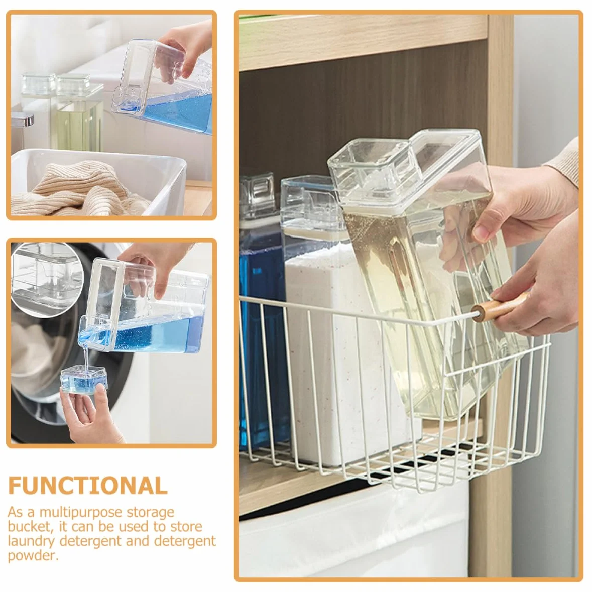 Contenedor de Detergente de Lavandería Reutilizable y Hermético de Pet Capacidad para 2 Botellas, Adecuado para Almacenamiento Organizado en Cocina o Baño