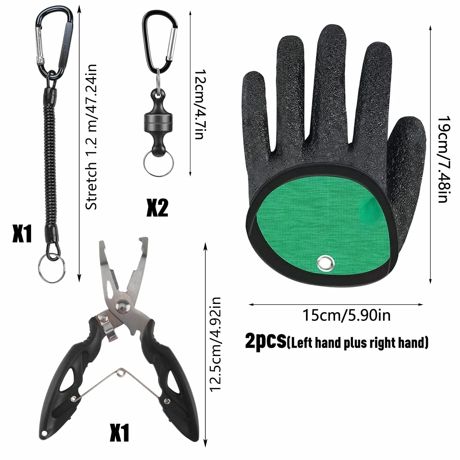 Guantes de Pesca Antideslizantes Anti Corte con Hebillas Magnéticas y Alicates