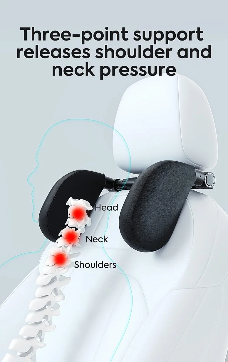 reposacabezas coche niño 1 minuto de montaje y desmontaje rápido Respaldo para la cabeza transpirable y suave Almohada lateral para dormir de viaje para adultos (negro)