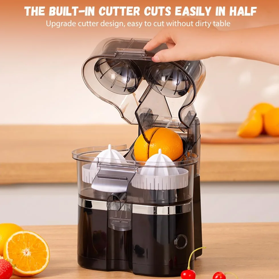 Prensa de cítricos eléctricos, 100 W Presor Cítrico Eléctrico (Gris) | Doble Cabeza y Cortador Juicer Naranja Máquina,Jugo de Fruta De Naranja Automático,Lavavajillas Lavadoras