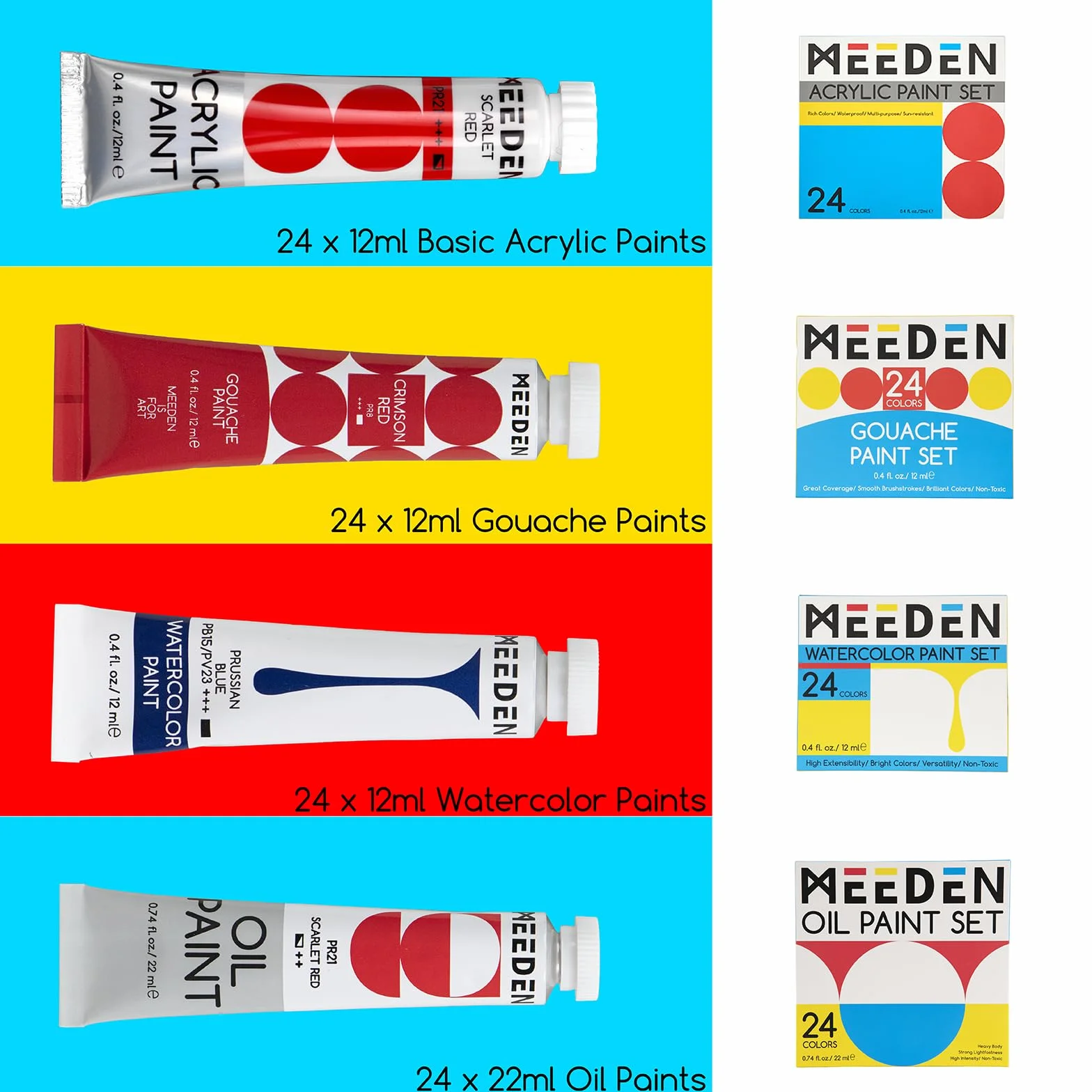 MEEDEN 149pcs conjunto de pintura de caballete francés, conjunto de pintura integrado, conjunto de pintura de acuarela de aceite acrílico y pincel, suministros de pintura de arte para adultos