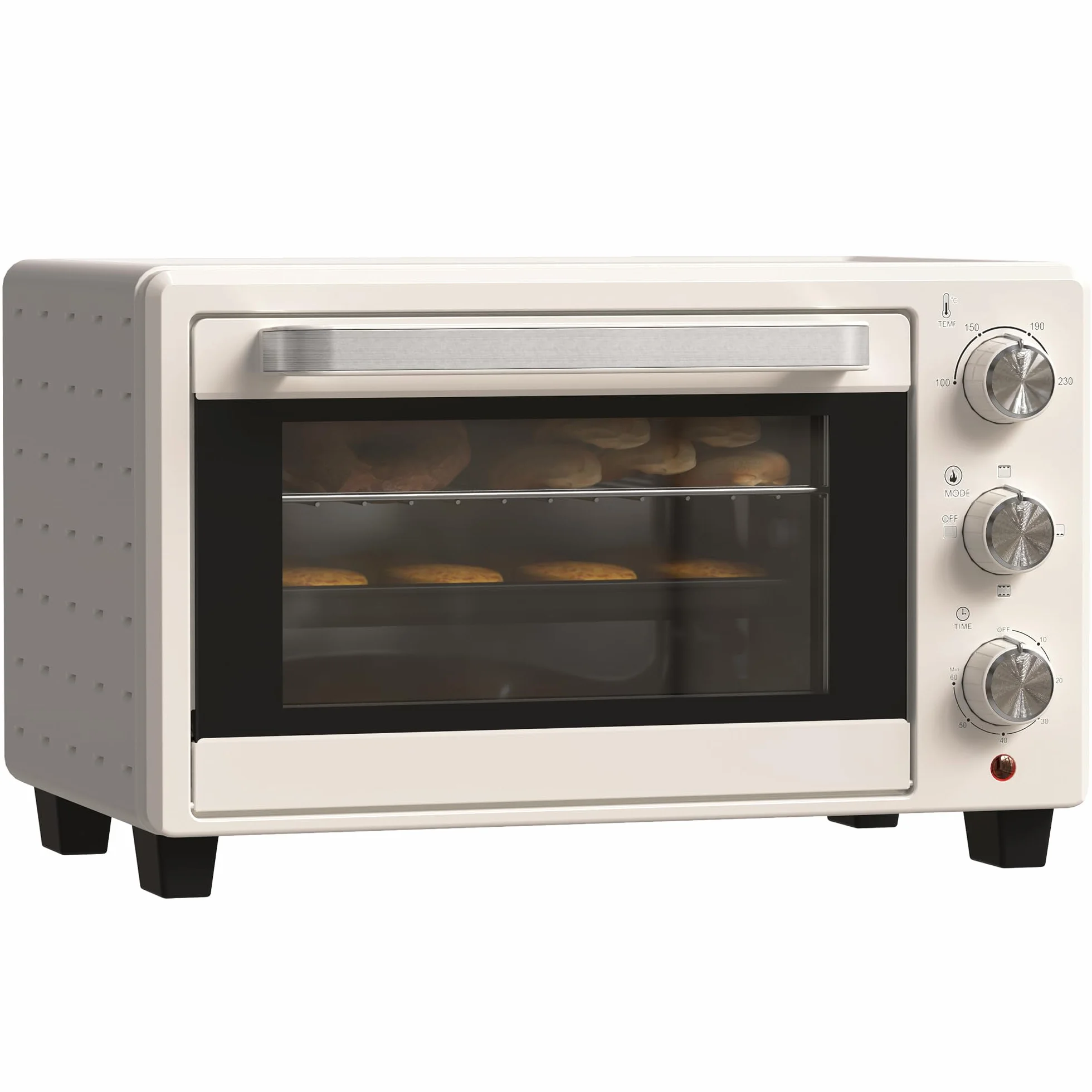 HOMCOM Horno Eléctrico de Sobremesa Horno Sobremesa de 21L 1400W Mini Horno Tostador con Temporizador hasta 60min y Temperatura Regulable hasta 230℃ Crema