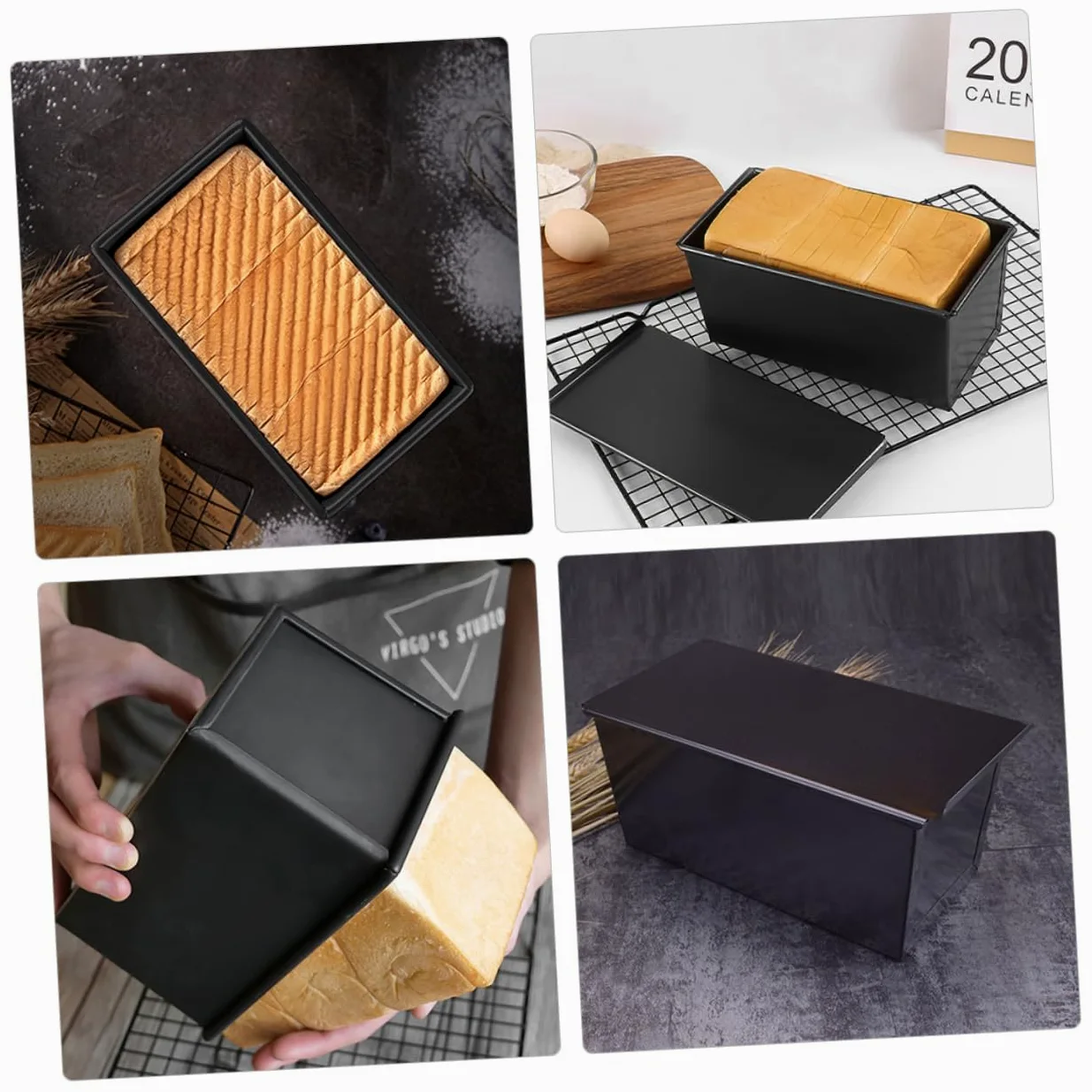 Amosfun 2 Piezas Molde Para Pan De Molde Con Tapa Para Tostadas De Cocina Para Hornear Pan Tostado Horno