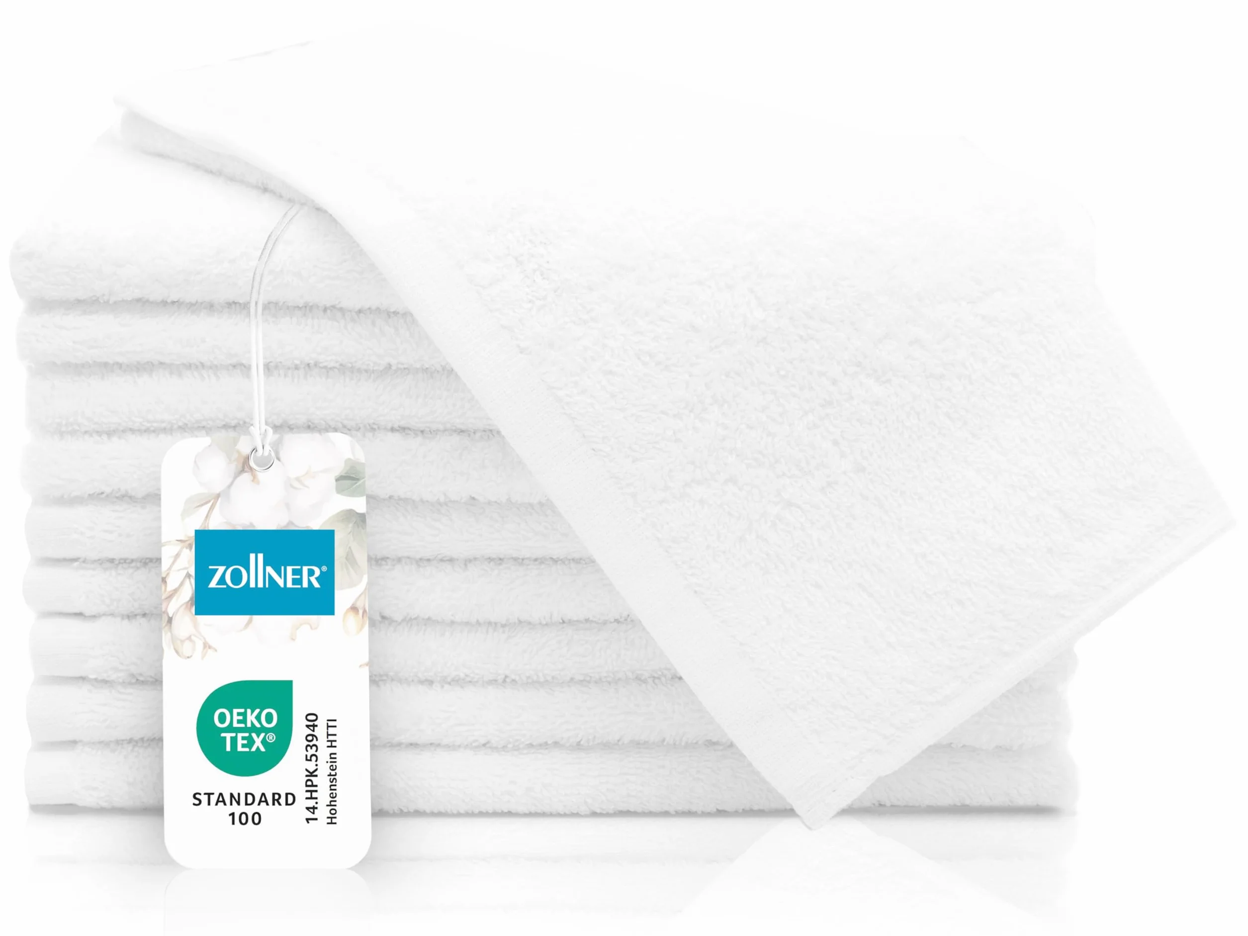ZOLLNER Juego de 10 Toallas de Invitados: Toallas pequeñas y mullidas de 30 x 50 cm, Lavables a 60 °C, de algodón, en Color Blanco, Calidad hotelera, con certificación Oeko Tex®