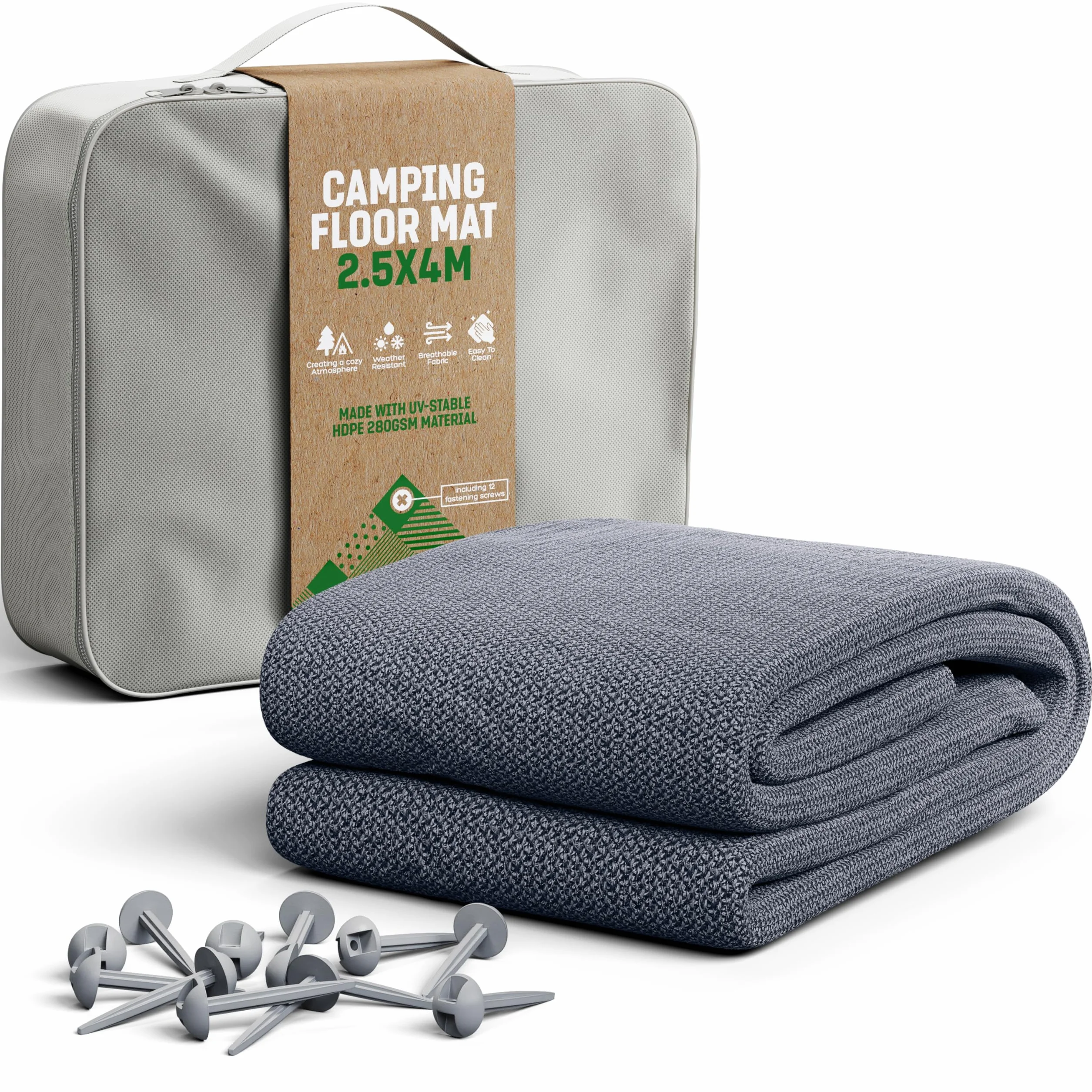 Alfombra de Camping Exterior Impermeable GardenGloss con 12 Clavos y Bolsa de Transporte