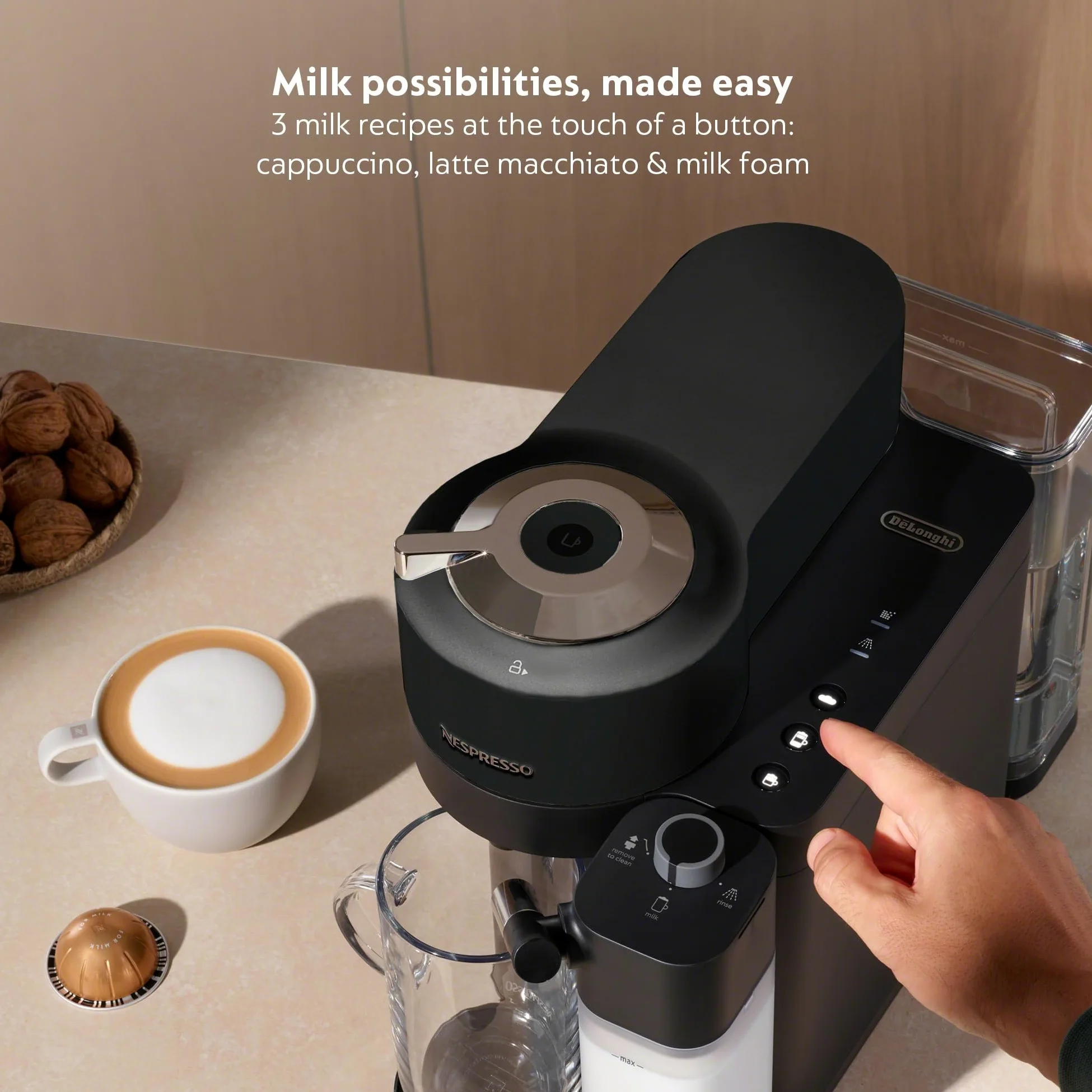 Nespresso Vertuo Lattissima - Cafetera y espresso de De'Longhi, negro mate y brillante