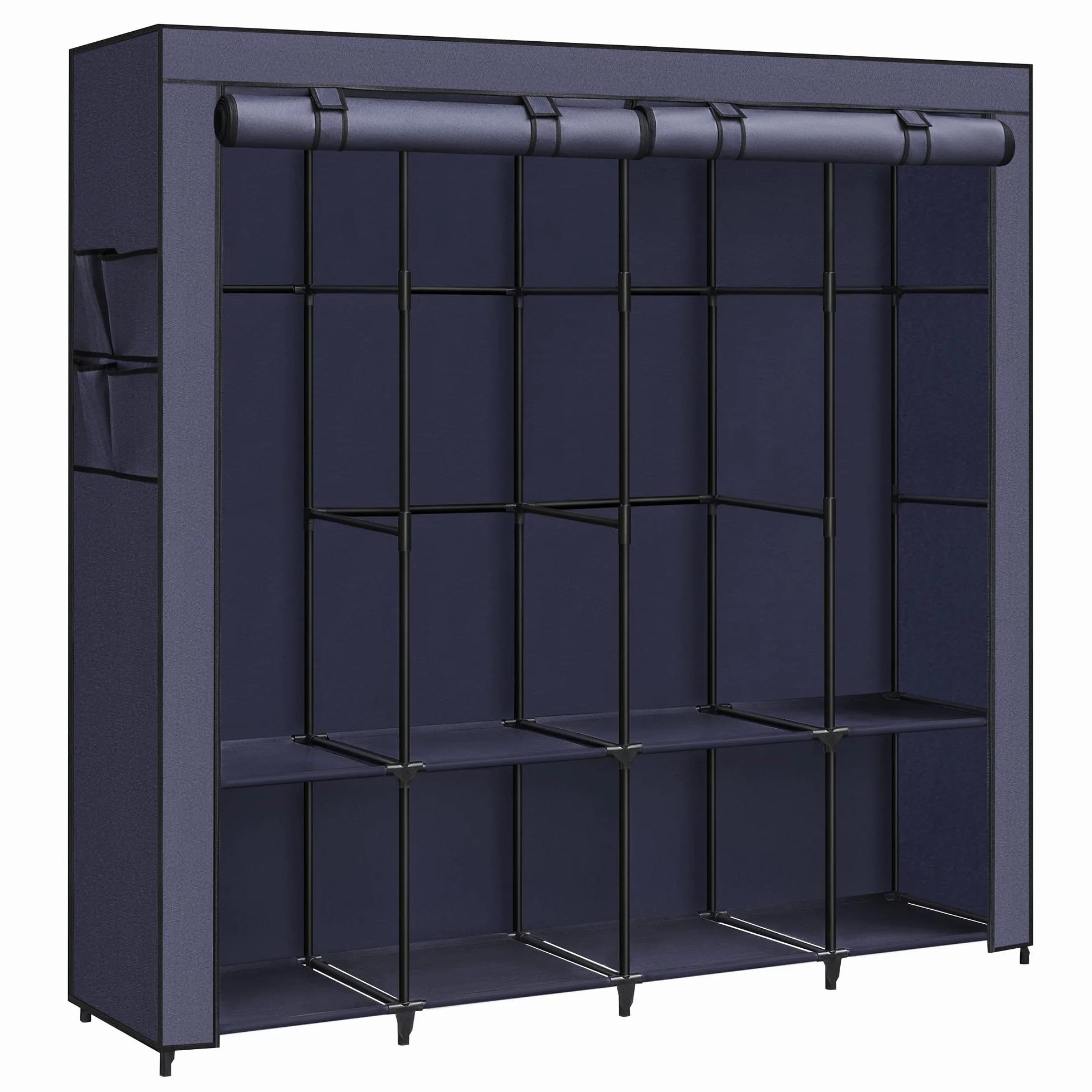 SONGMICS Armario 4 Barras de Ropa Estantes 45x170x167 cm Azul Oscuro