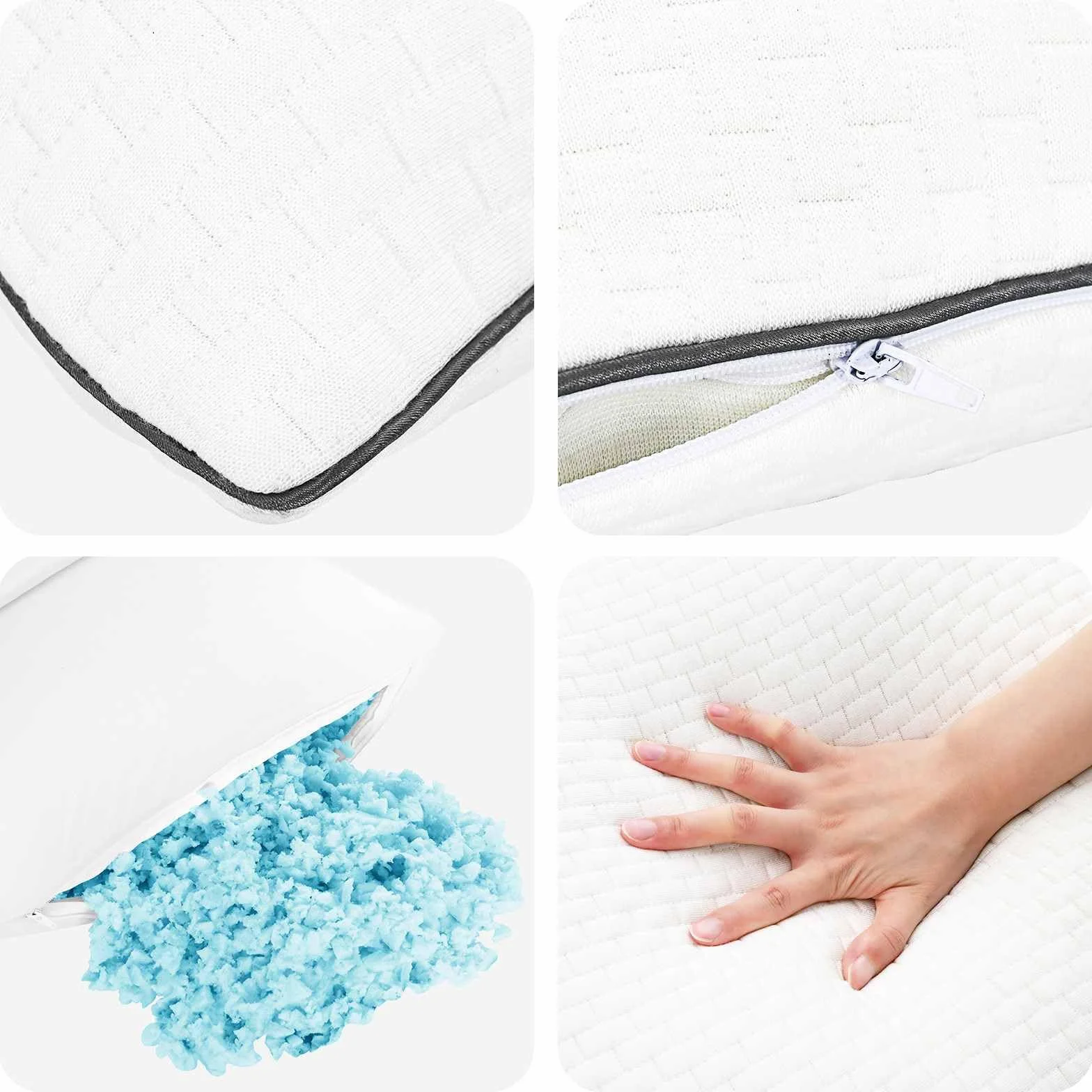 Shread - Almohada para dormir (50 x 30 x 11 cm, espuma viscoelástica, con funda transpirable y relleno ajustable para los lados, espalda y boca abajo, cama, sofá, habitación de invitados
