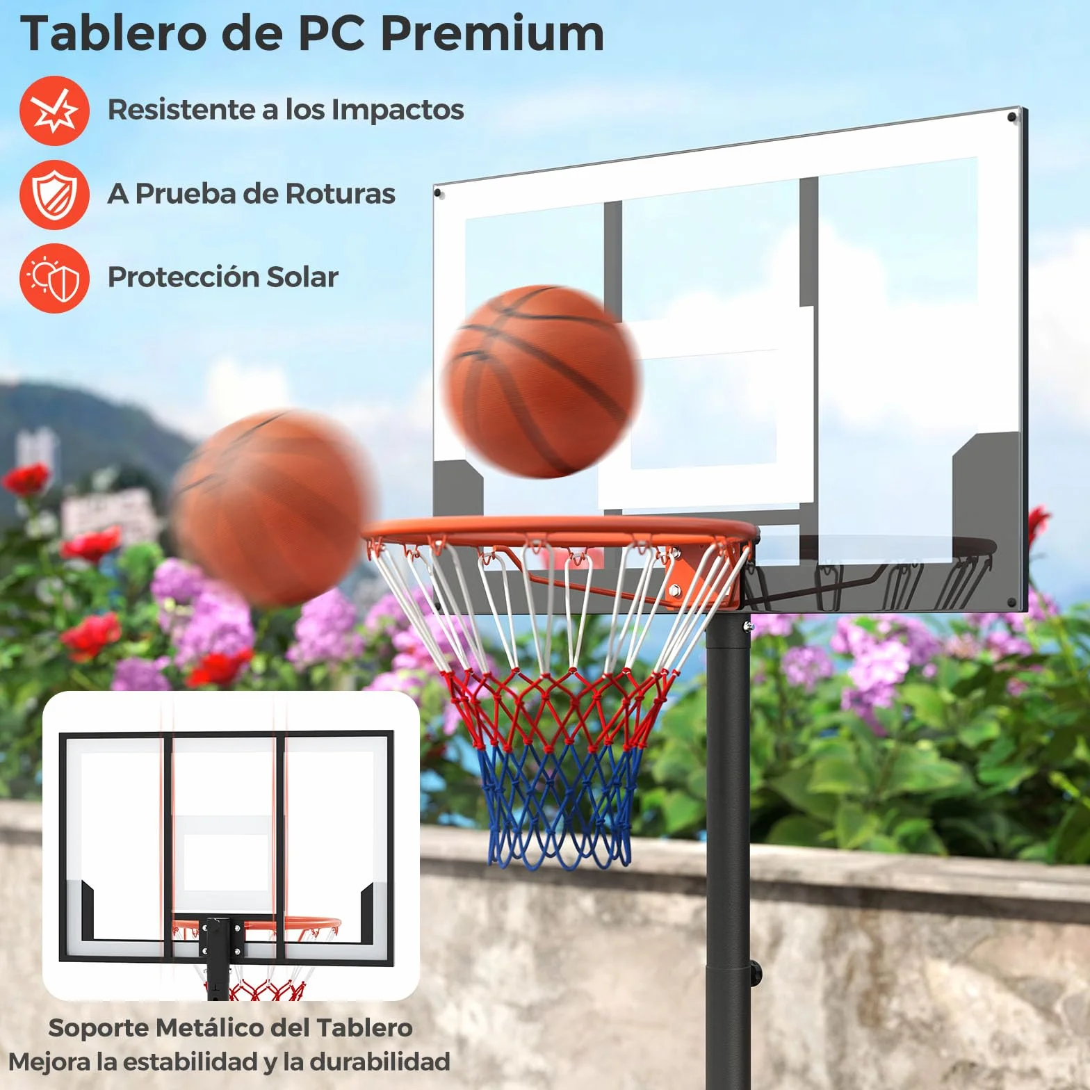 COSTWAY Canasta de Baloncesto Infantil Altura Ajustable 100-212 cm Base Rellenable Ruedas Portátil Interior Exterior