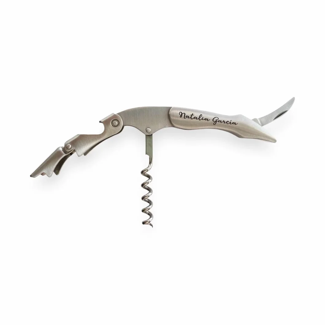 regalo grabado - 1 Sacacorchos Profesional Personalizado de Acero Inoxidable | Grabado Láser imborrable | Ideal para Sumilleres, Bodas, Aniversarios, Cumpleaños | Unidades (1)