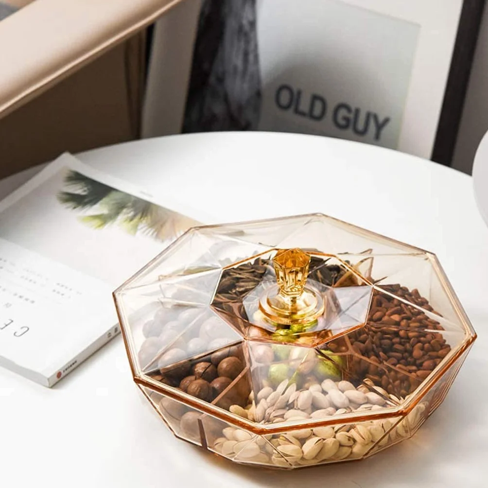 Caja de frutos secos, frutos secos, contenedor de almacenamiento de dulces, caja de aperitivos, caja de dulces, caja de frutos secos, rejilla dividida con tapa, mesa de centro simple for sala de estar