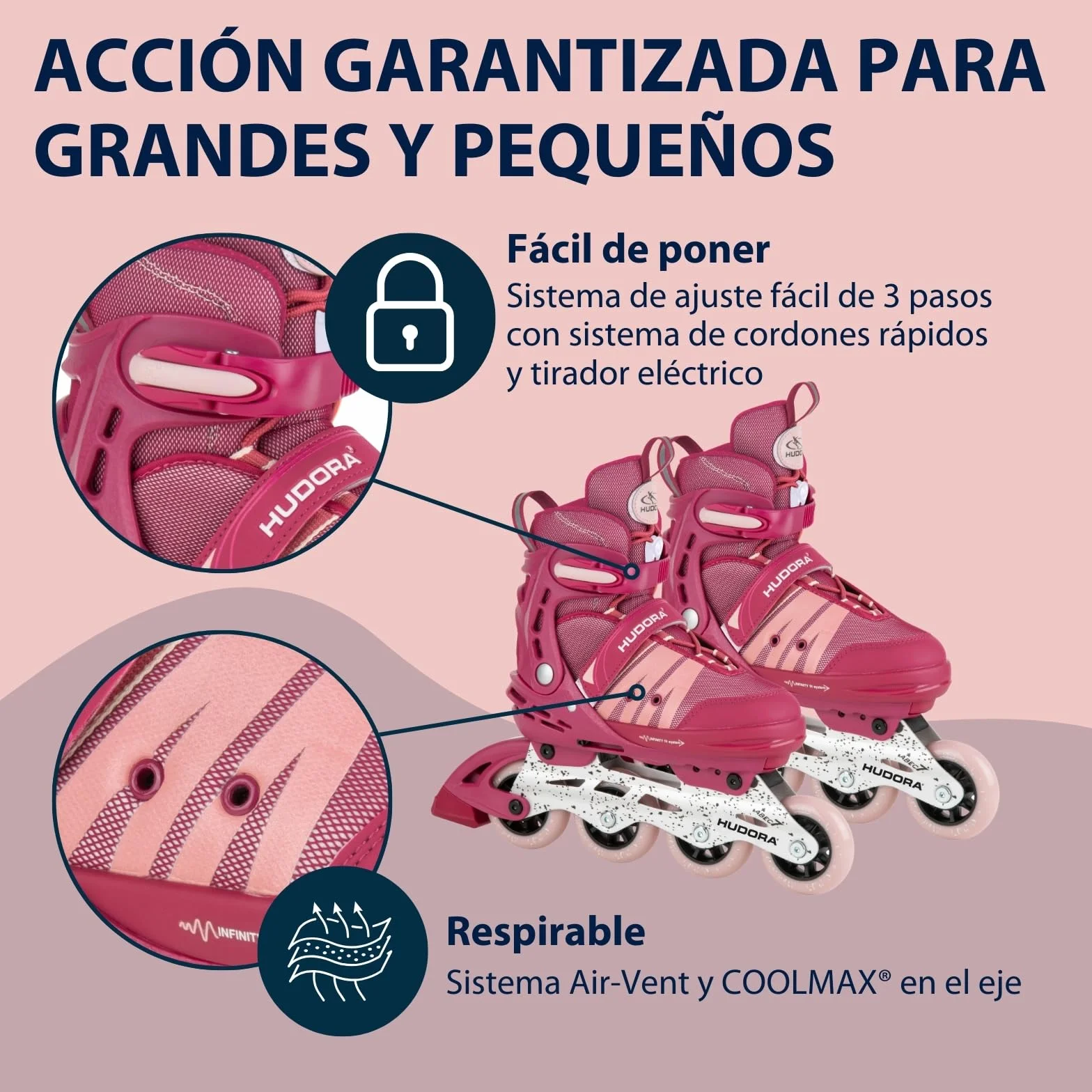 HUDORA Patines en línea Comfort Softboot Patines en línea Ajustables en Longitud y Ancho