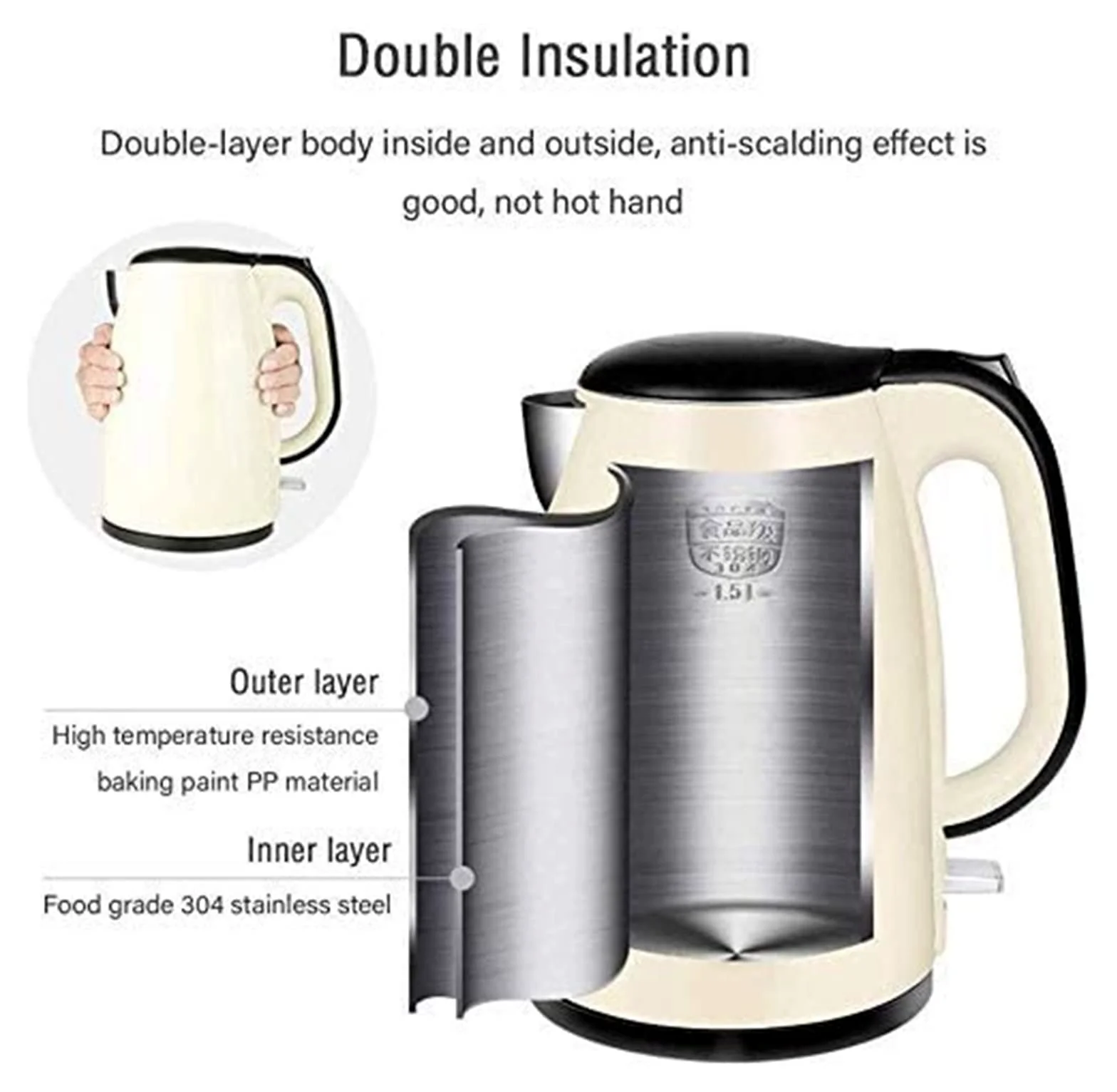 SOVORM Hervidor eléctrico de café de preparación rápida, hervidor de Agua con Silbato, autoapagado, autoprotección en seco antiquemaduras, Termo de Temperatura Constante The New