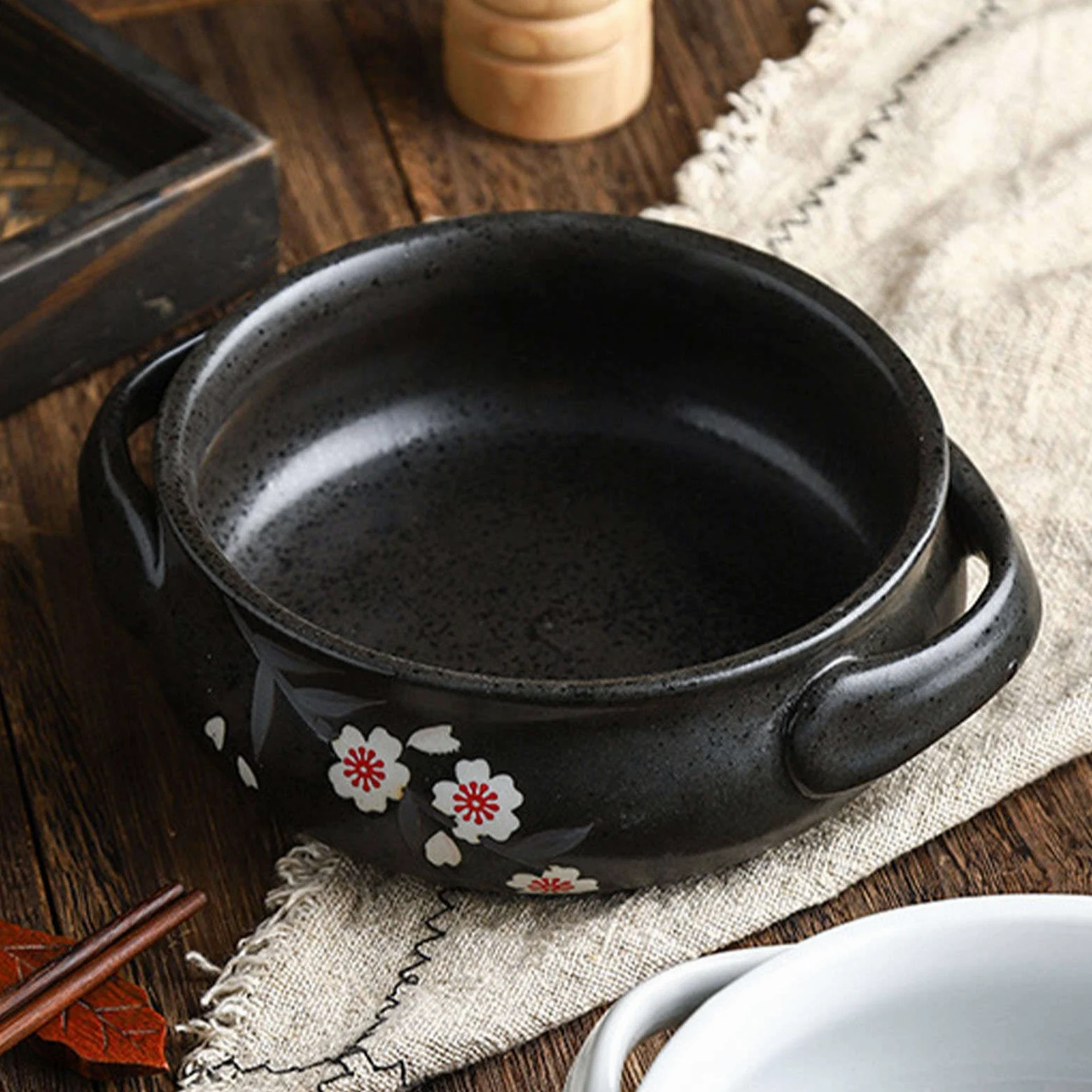 Cuenco para ensalada, cuencos para sopa, cuenco de cerámica con asa, cuenco de ramen de cerámica, cuencos Pho grandes, cuenco de sopa apto para microondas, cuenco de fideos Udon-conejo-23x20x7cm, 80