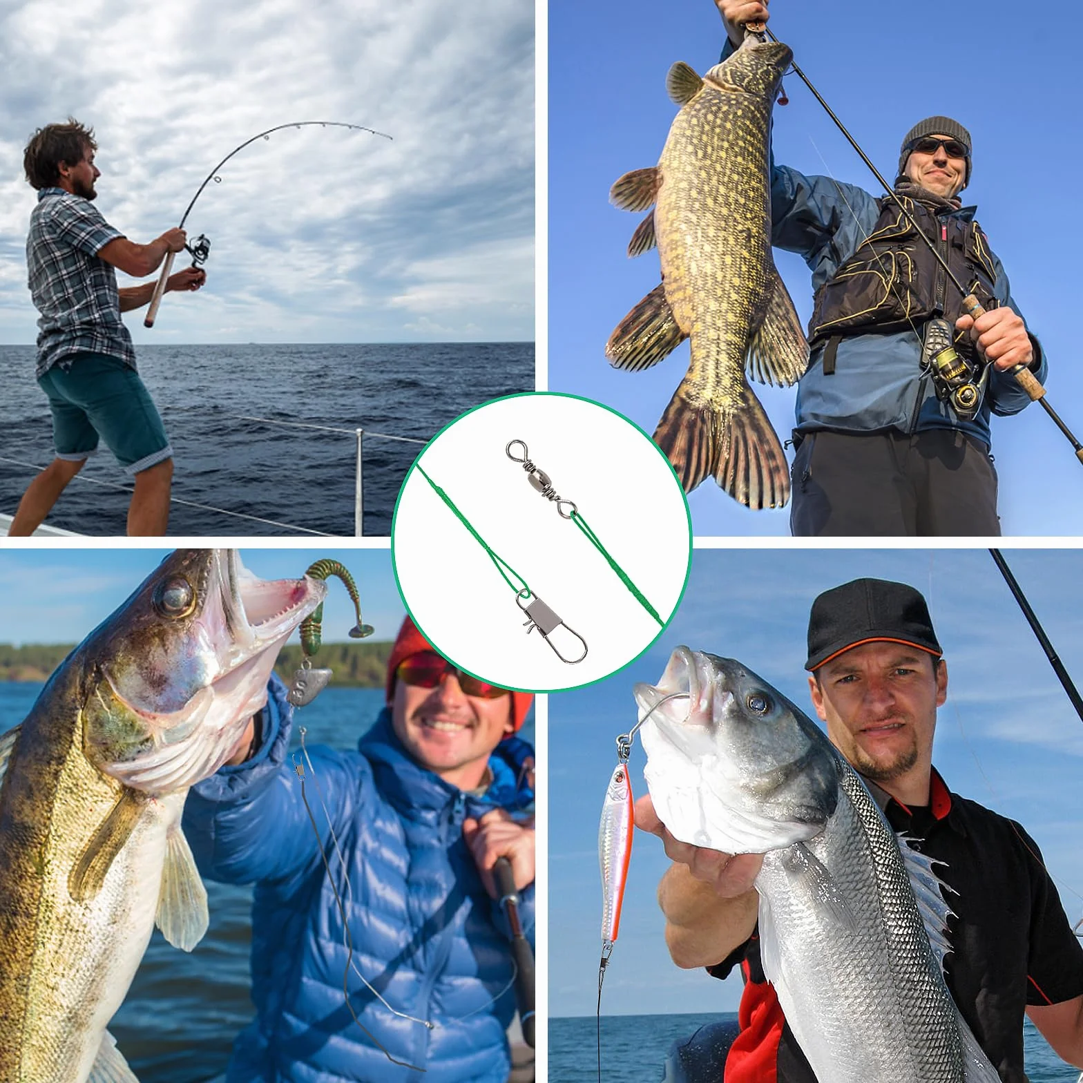 Acero Inoxidable para Pesca de Lucios 4 Tamaños Negro Agua Salada y Dulce