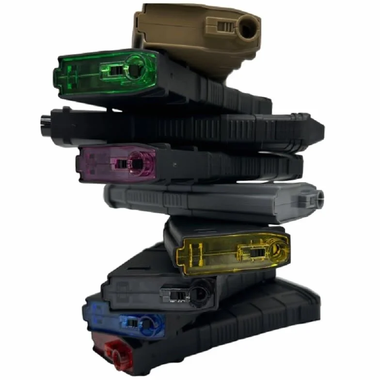Cargador de Airsoft mid-cap, 250 bolas, Polímero Negro blue, Compatible con M4/M16. A6. Alta capacidad sin ruleta y sin sonido, de polímero de alta resistencia, fácil carga y alimentación constante