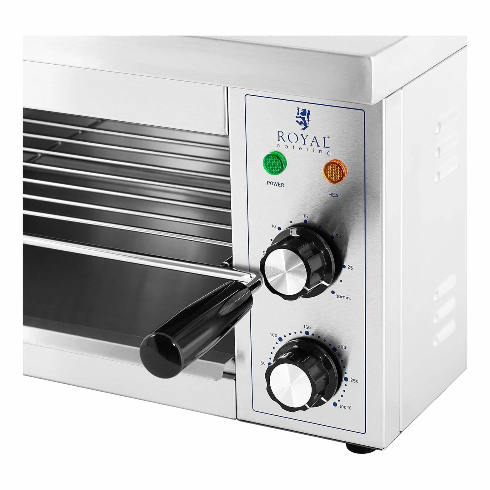 Royal Catering Horno Salamandra para Hostelería Tostador RCPES-280 (Potencia: 2.500 W, Temperatura: 50-300 °C, Acero inoxidable)