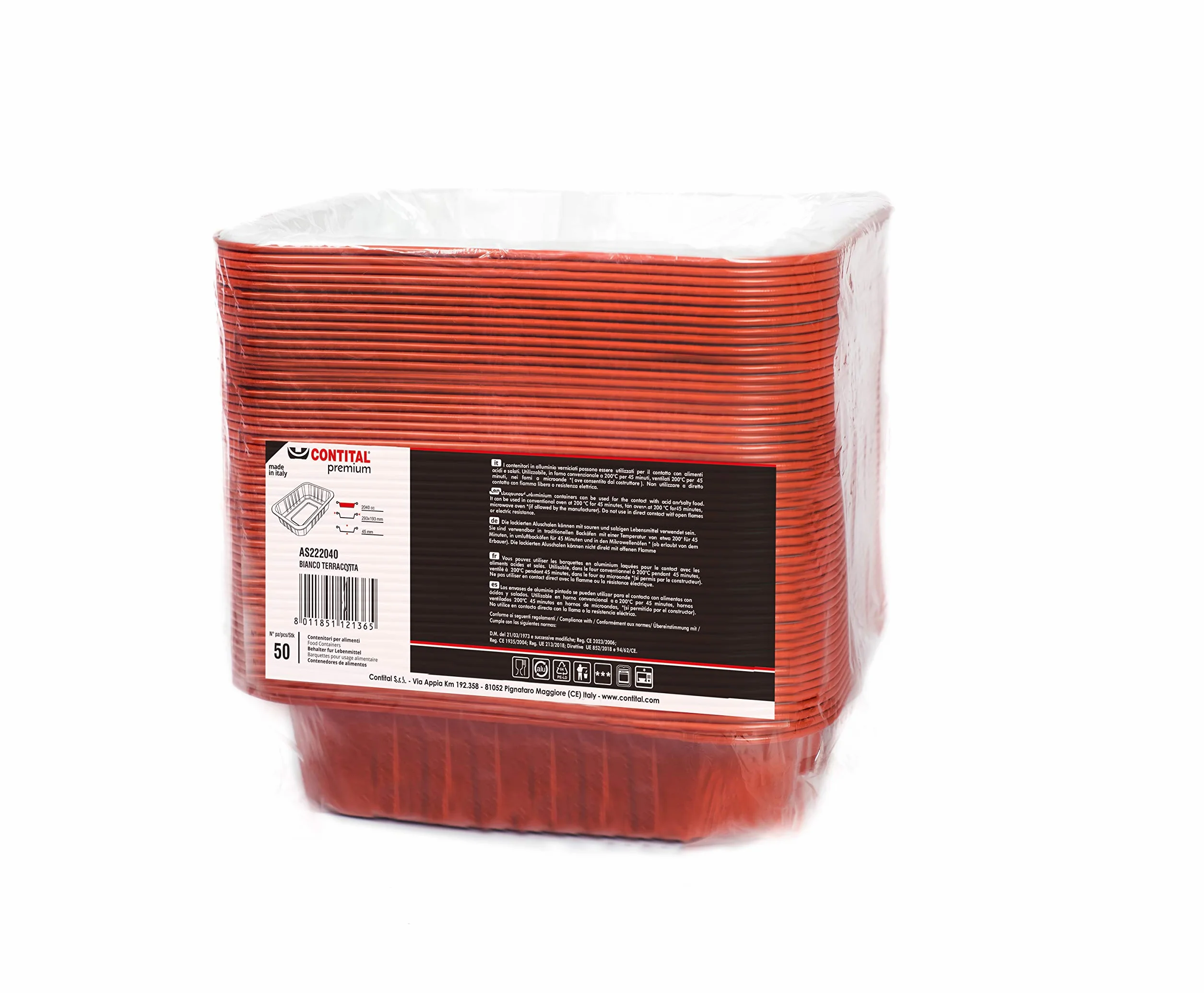 CONTITAL AS222040 | Bandejas de aluminio lacado de 6 porciones extrarrígidas de color blanco y cobre | Recipientes desechables con tapa | Ideales para bandejas de horno, microondas y para llevar | 50