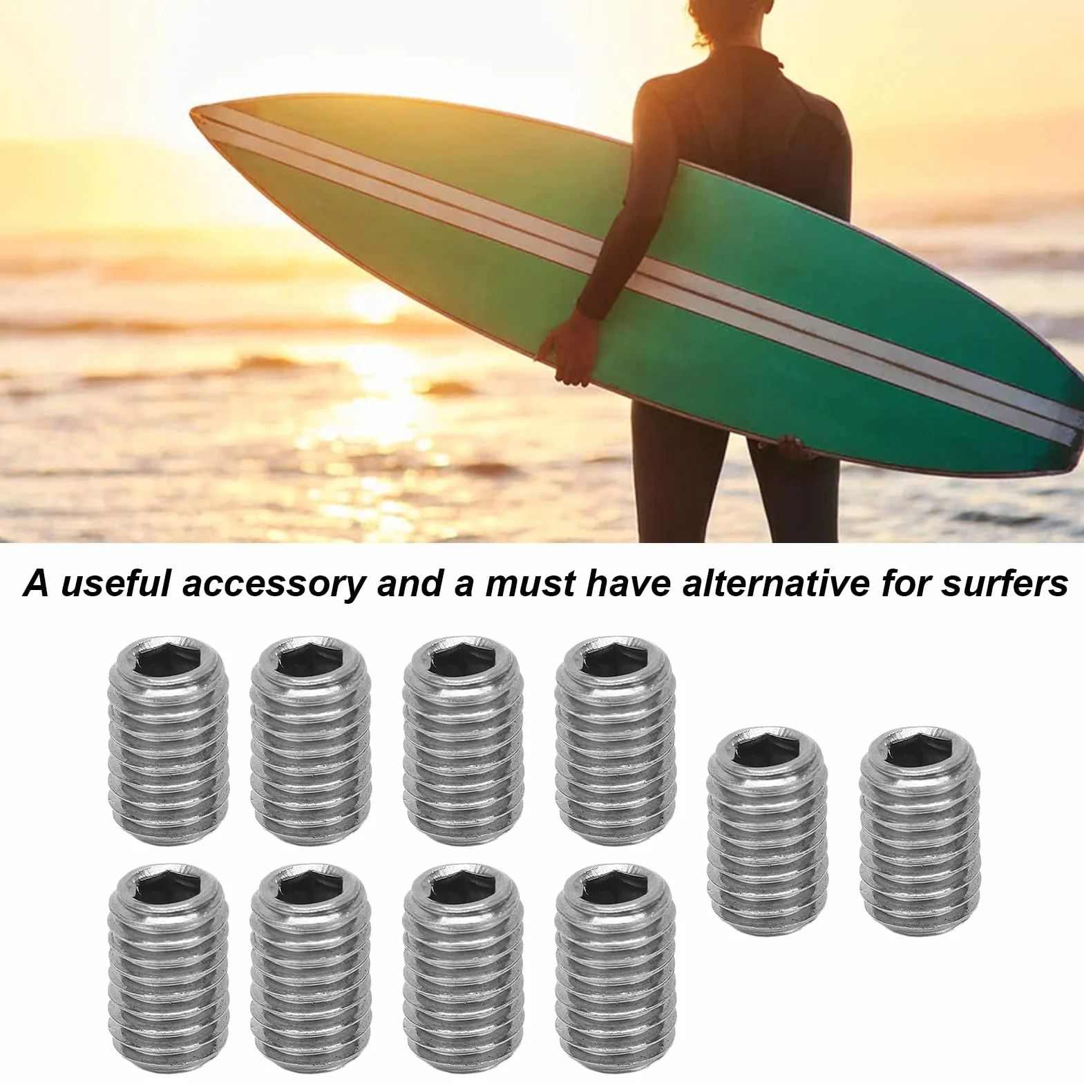 VGEBY 10 Tornillos para Aletas de Tabla de Surf, Acero Inoxidable 304, a Prueba de Herrumbre, Portátiles, M5, Aleta Grub, Tornillos de Repuesto Remar