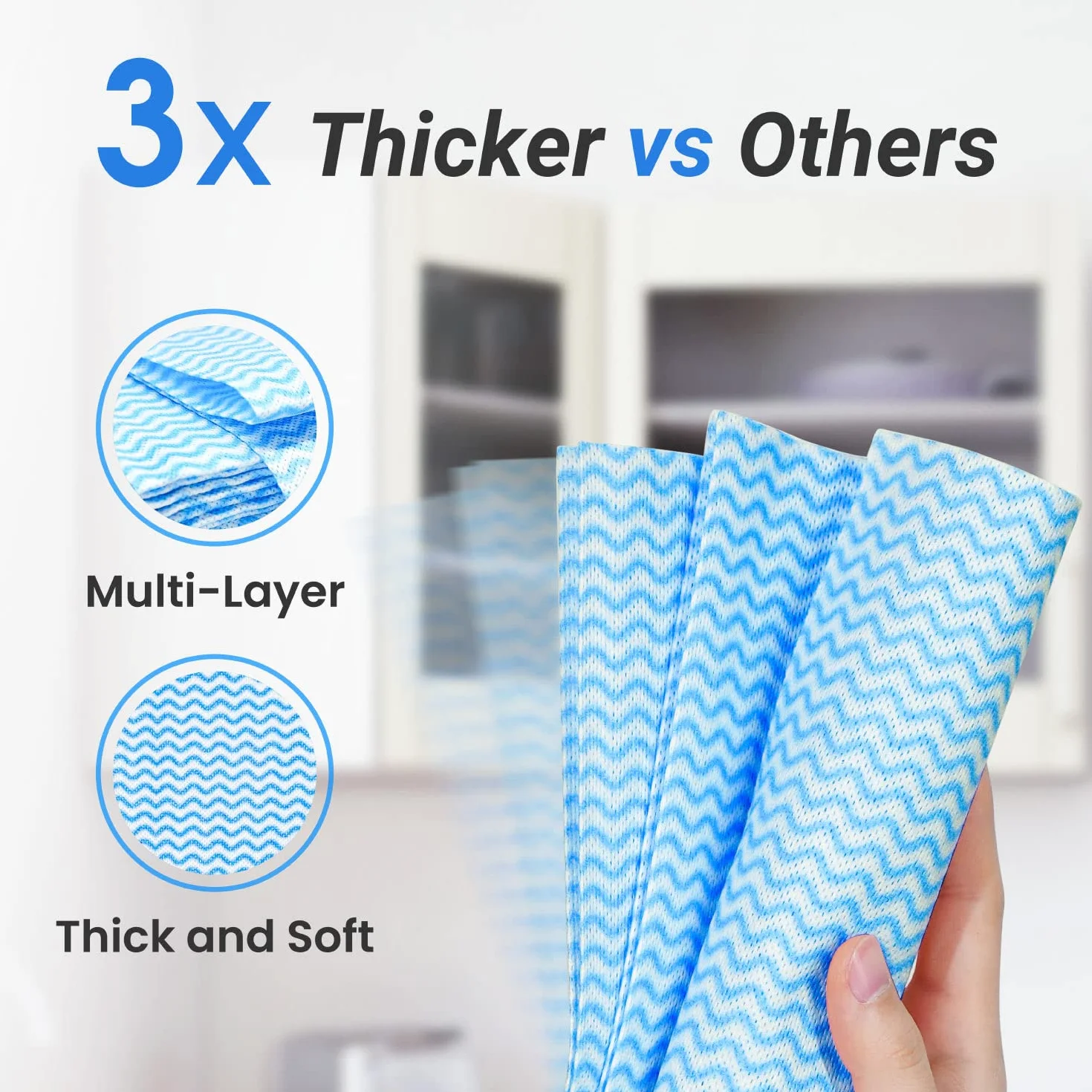 Paños de Limpieza Multiusos Reutilizables y Gruesos, Toallas de Limpieza Desechables, Toallas de Cocina, paños de Cocina, paños de Cocina, paños de Mano, 25 Unidades, 14.2 x 15.7 Pulgadas