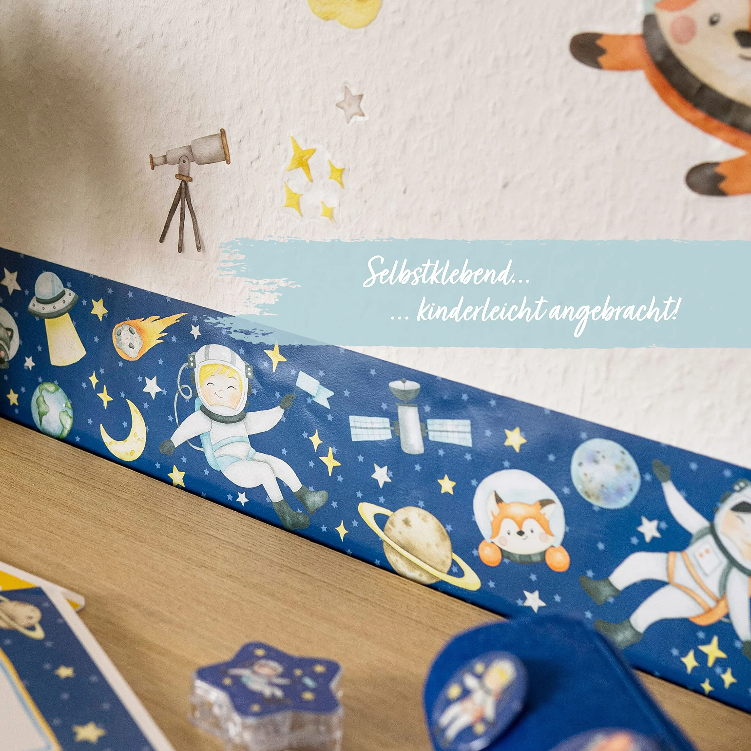 Papierdrachen Frontera Infantil Astronauta | Frontera Habitación Infantil | Papel Pintado para Niños | Embellecer Paredes y Habitaciones Temáticas | Decoración de Paredes para Niños y Niñas - Set 5