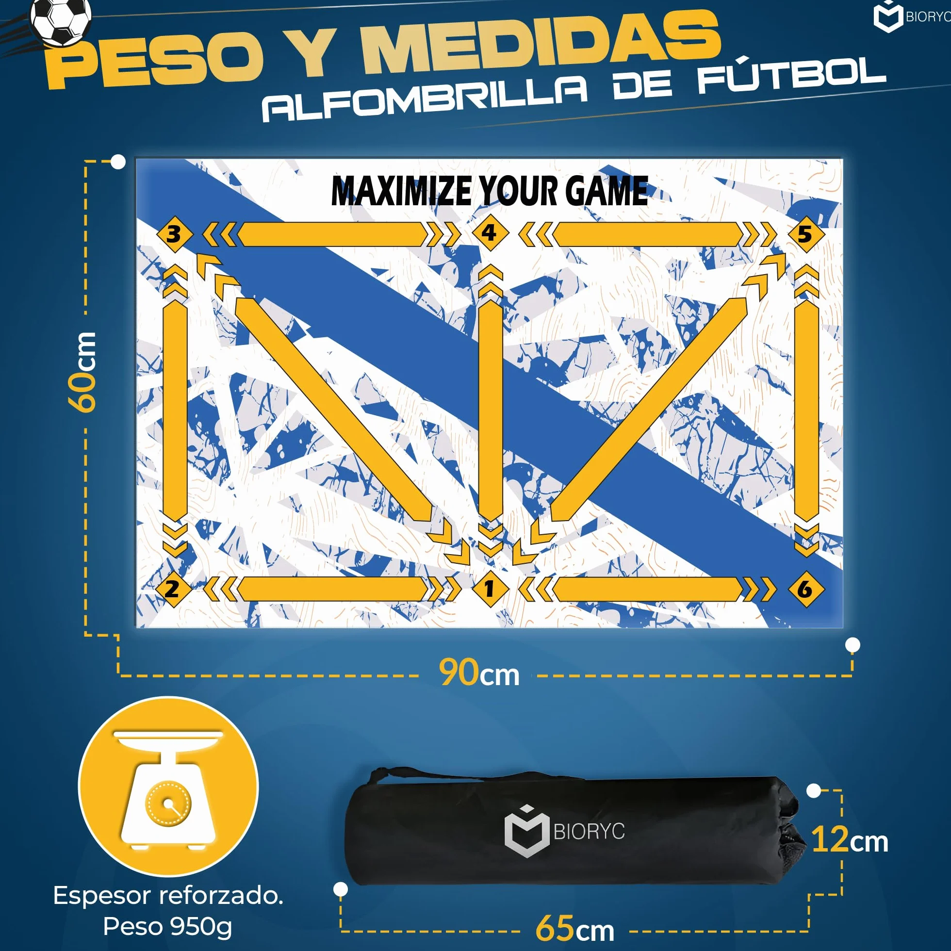 Alfombra Entrenamiento de Fútbol Diatomea + Videos Entreno + Bolsa de Transporte | Alfombrilla de Habilidad Antideslizante 60x90 cm de tu Equipo Favorito | Regalos Comunión