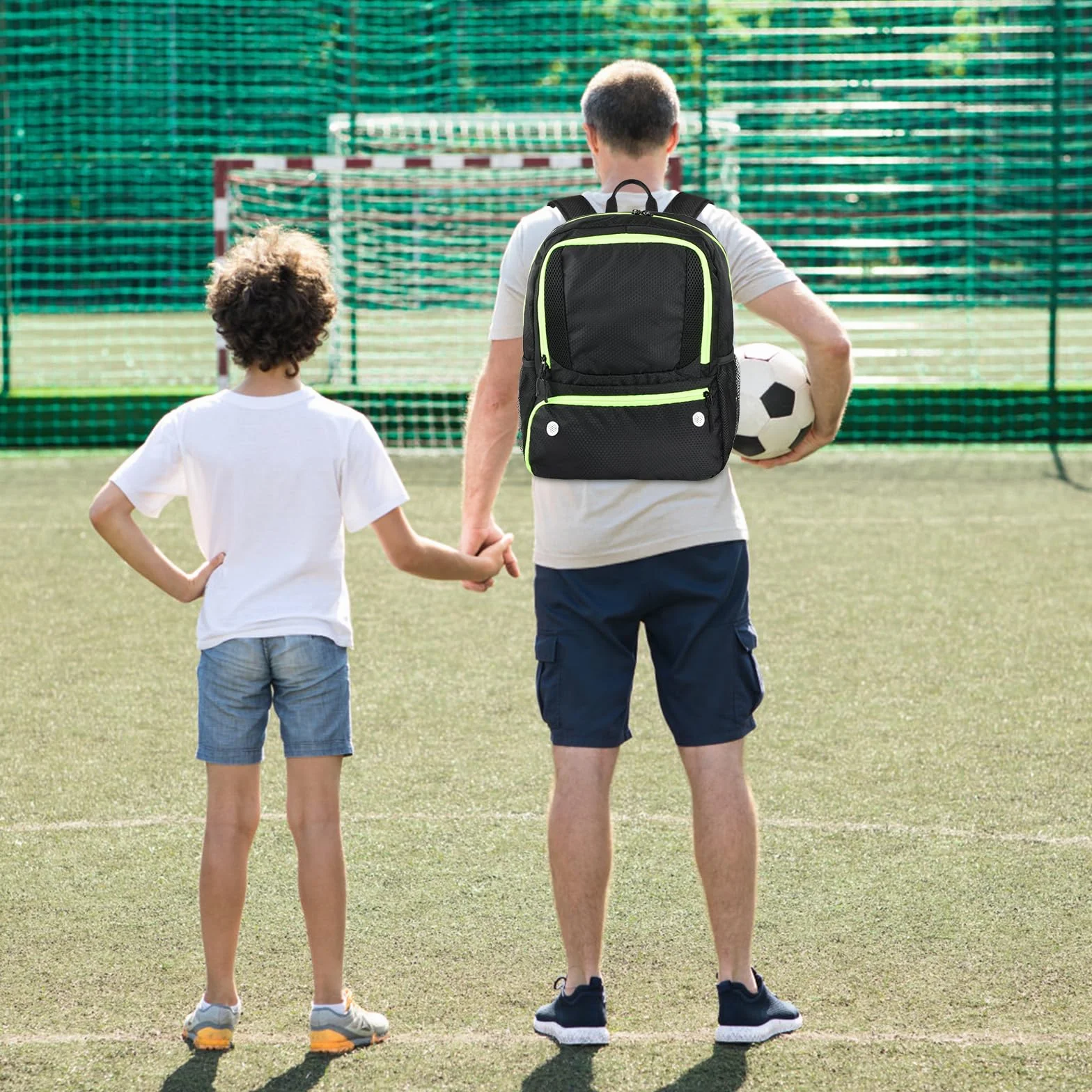 Dokeno Mochila de Fútbol con Compartimiento para Balones, Negro, 28 L