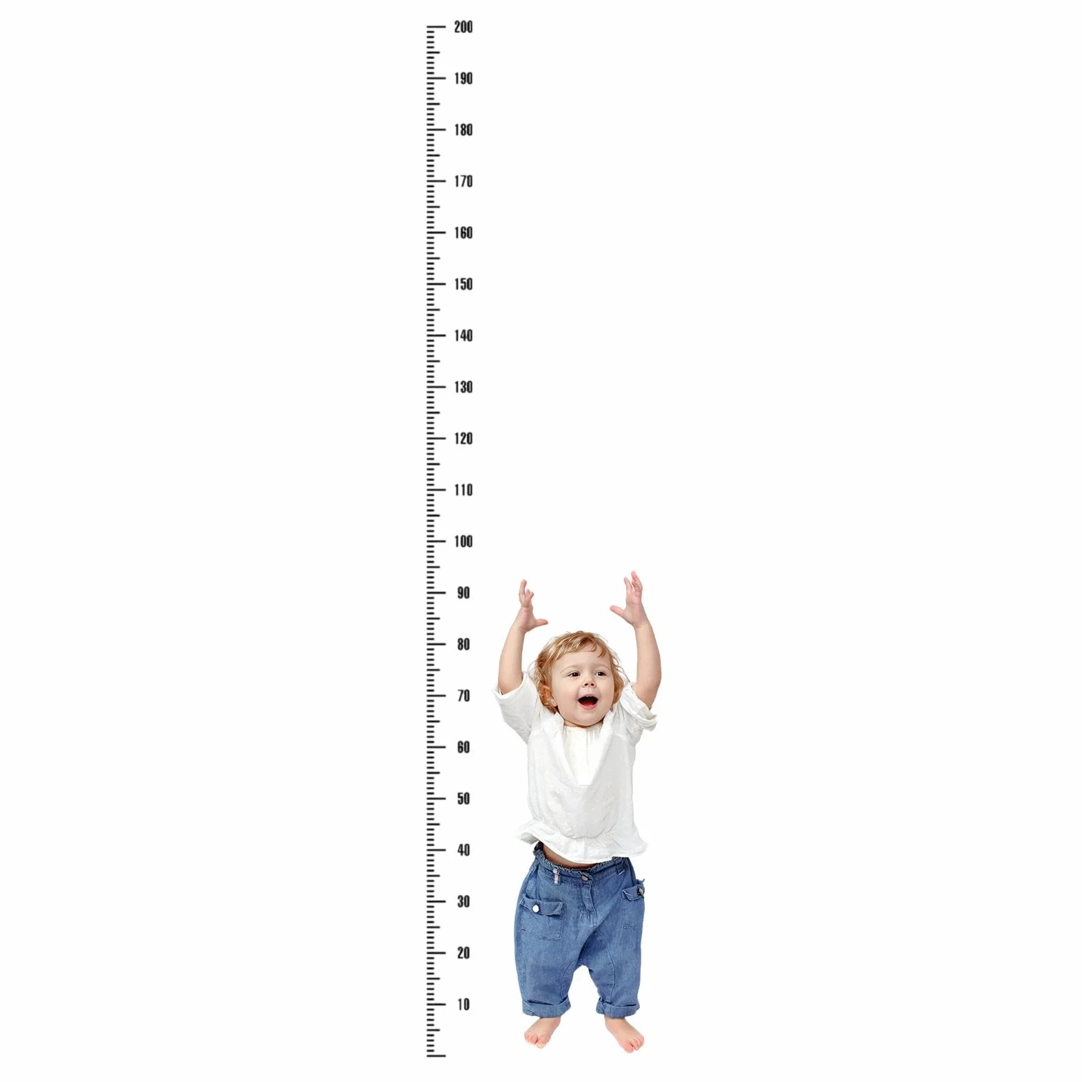 Adhesivo de pared regla de altura negra para niños decoración cinta métrica habitación infantil escuela