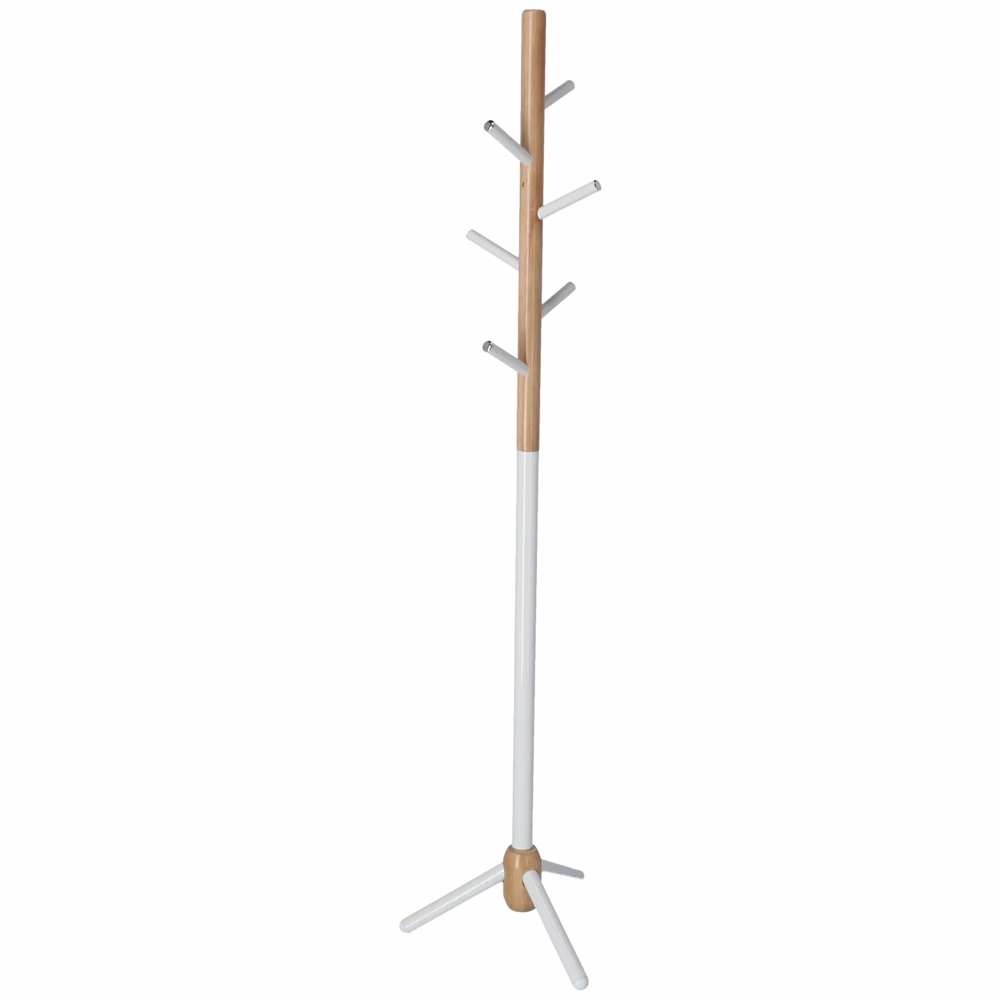 WELL HOME MOBILIARIO & DECORACIÓN Perchero Infantil Half de 6 Perchas, en Metal Blanco y Madera, 28x28x176 cm