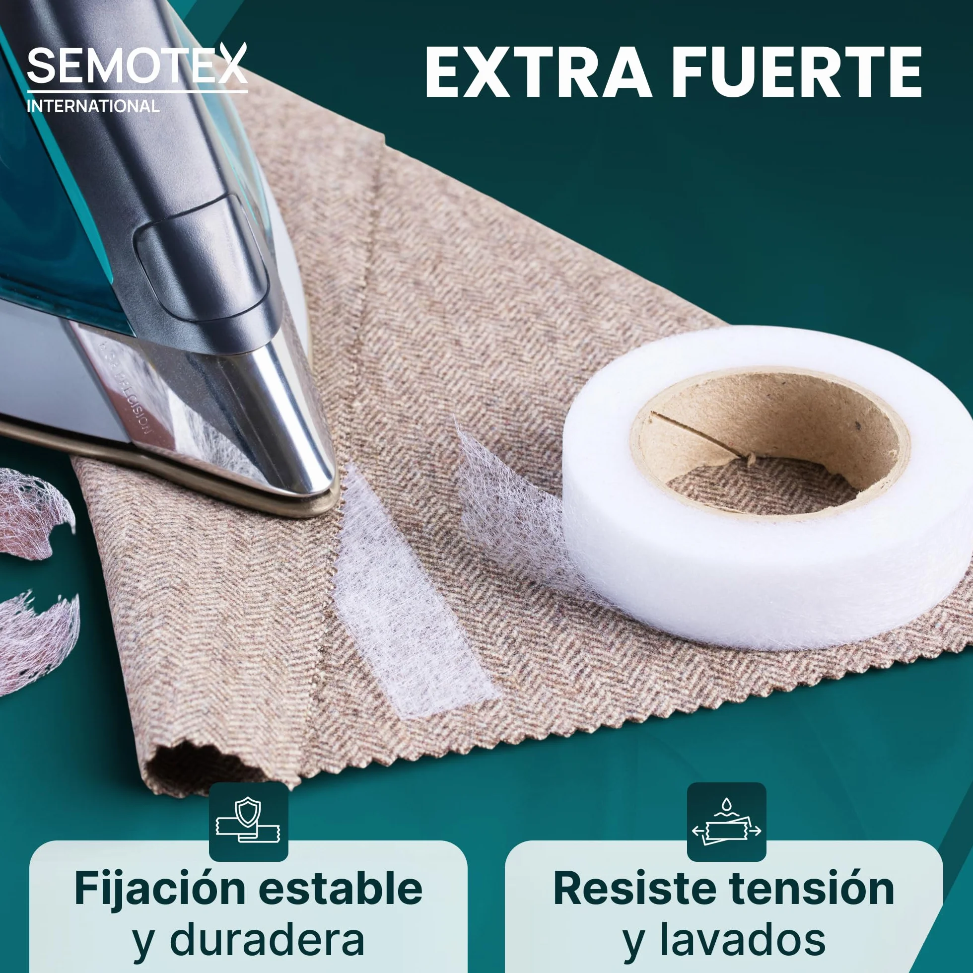 Cinta Termoadhesiva para Dobladillos EXTRA FUERTE - 50 Metros x 20 mm - Cinta Adhesiva Dobladillos. Cinta para Cortinas, Bajo Pantalón, Vestidos, Vaqueros - 20 milímetros ancho