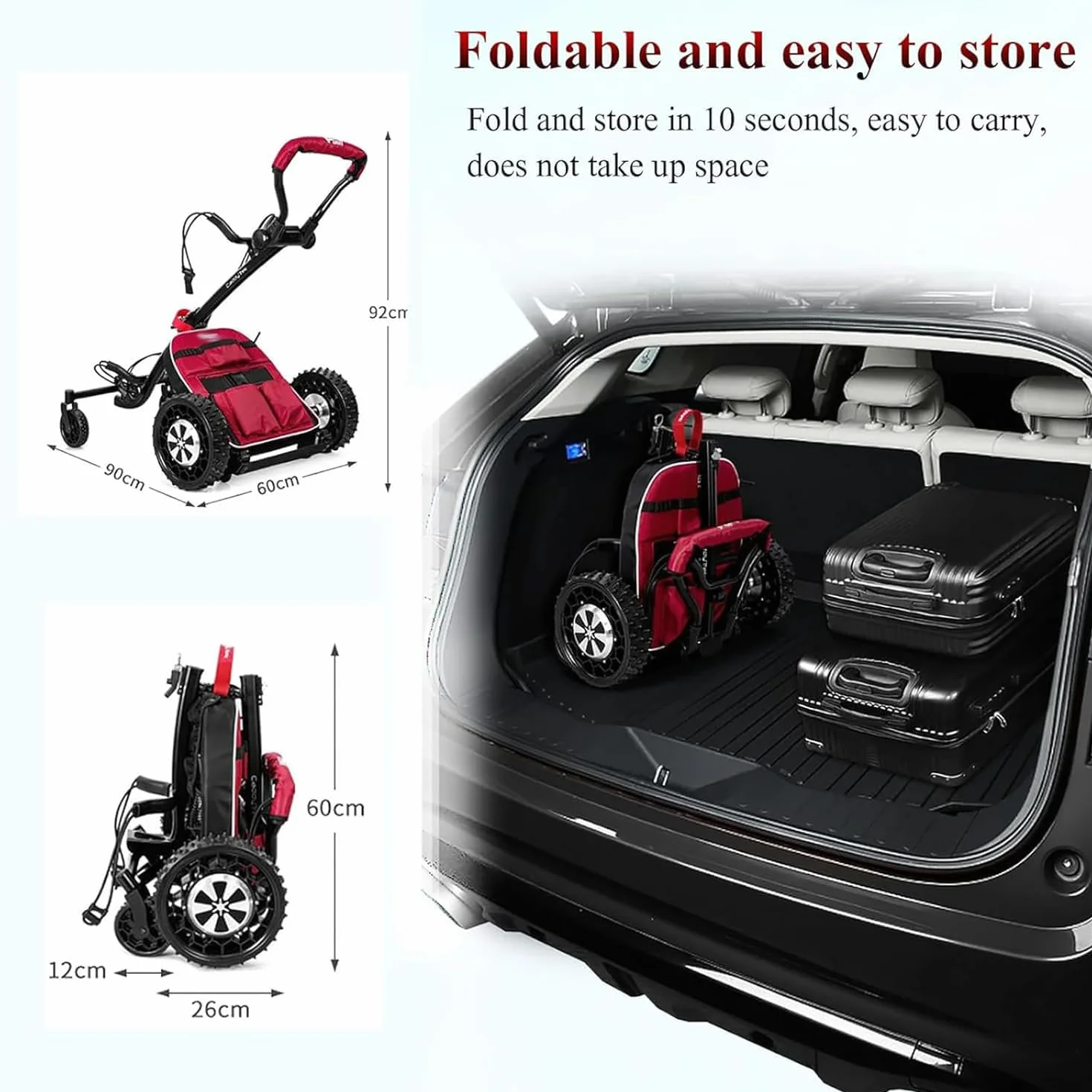 Carrito de Golf Eléctrico Robótico Inteligente con Control Remoto, Seguimiento Automático y Batería de 27 Hoyos