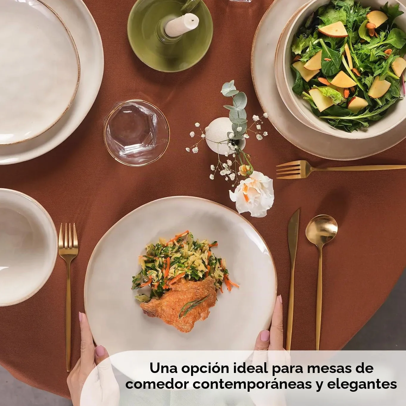 Karaca Aria - Juego de vajilla de cerámica de 24 piezas, juego de platos y cuencos para 6 personas, vajilla de esmalte reactivo con platos laterales y llanos, cuencos para pasta/cereal/sopa (beige)