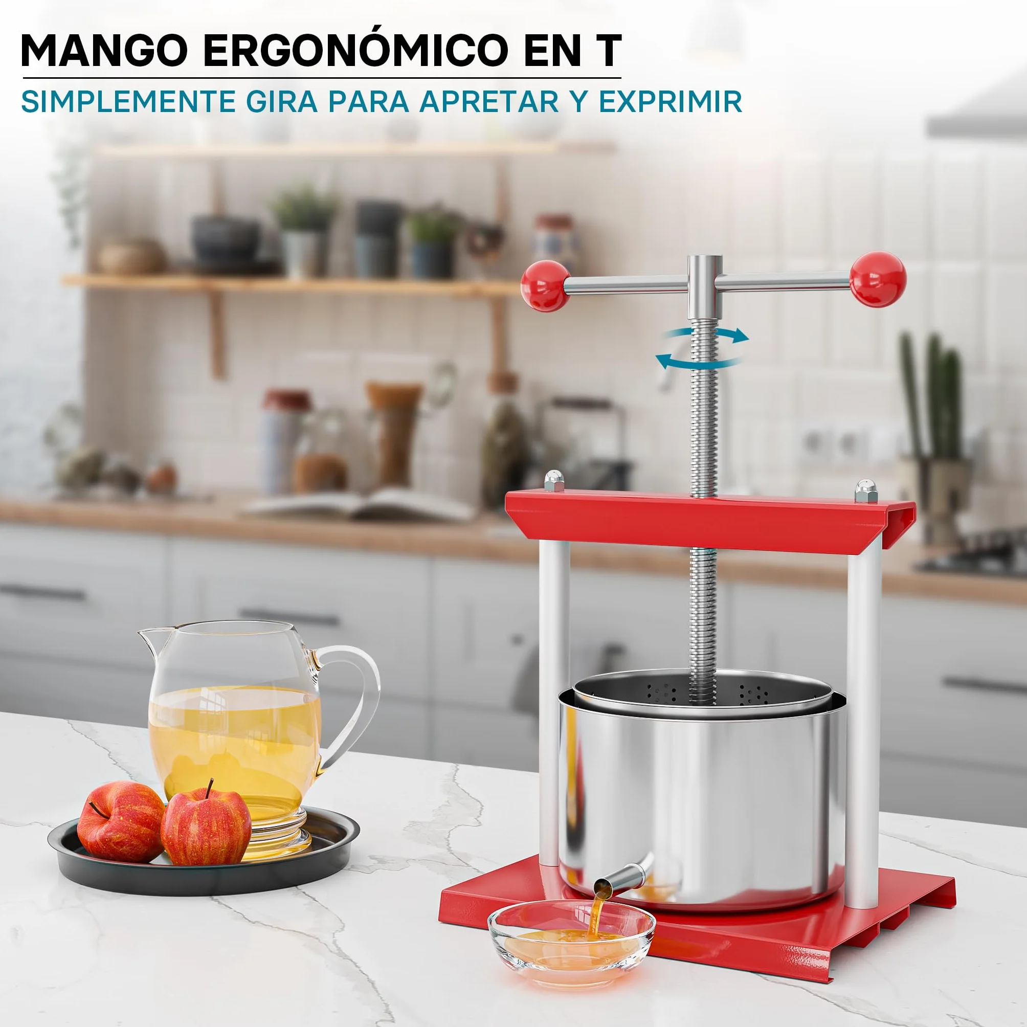 Prensa de frutas prensa de vino en acero 6 l cesta de acero inoxidable exprimidor de frutas y bayas