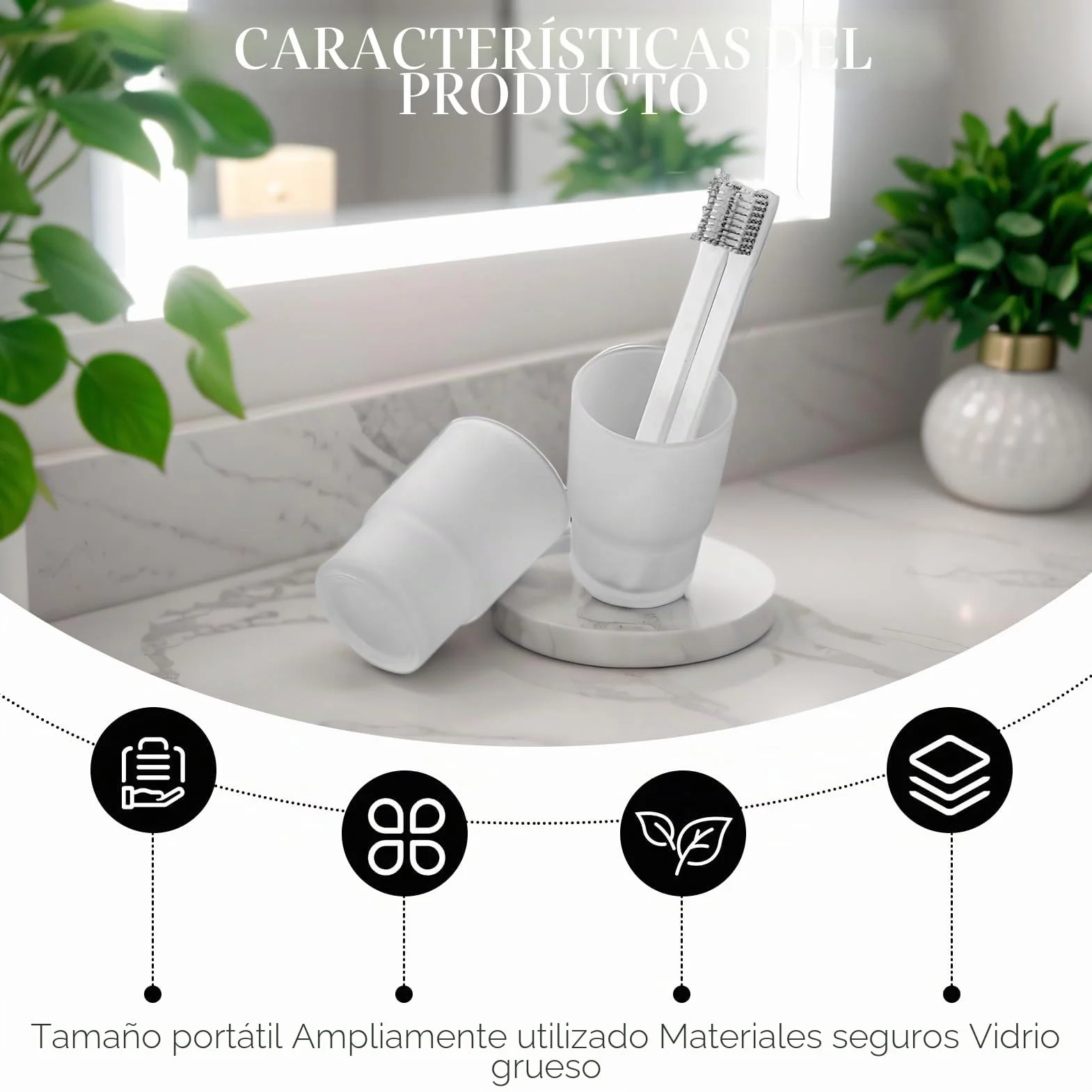 Juego de 2 Vasos para Cepillos de Dientes de Cristal Satinado, Vaso de Repuesto de para Baño, Superficie Mate para una Limpieza sin Residuos, Estilo Elegante y Funcional