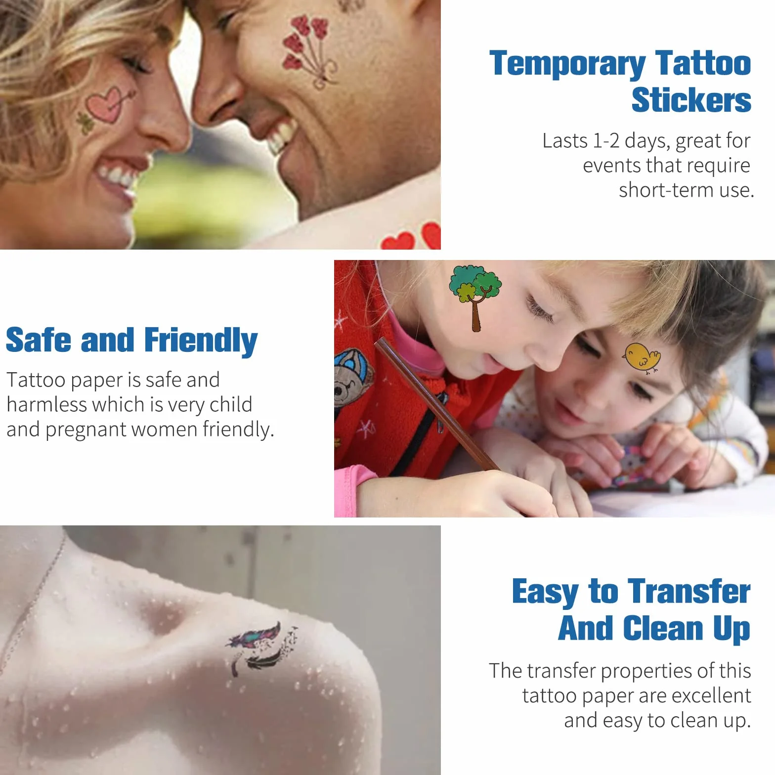 Papel de Tatuaje Temporal Imprimible, Papel para Transferir Tatuajes A4X5 Hojas Transparente Papel de Transferencia para Tatuajes, DIY Tatuaje Papel para Impresora de Inyección de Tinta y Láser