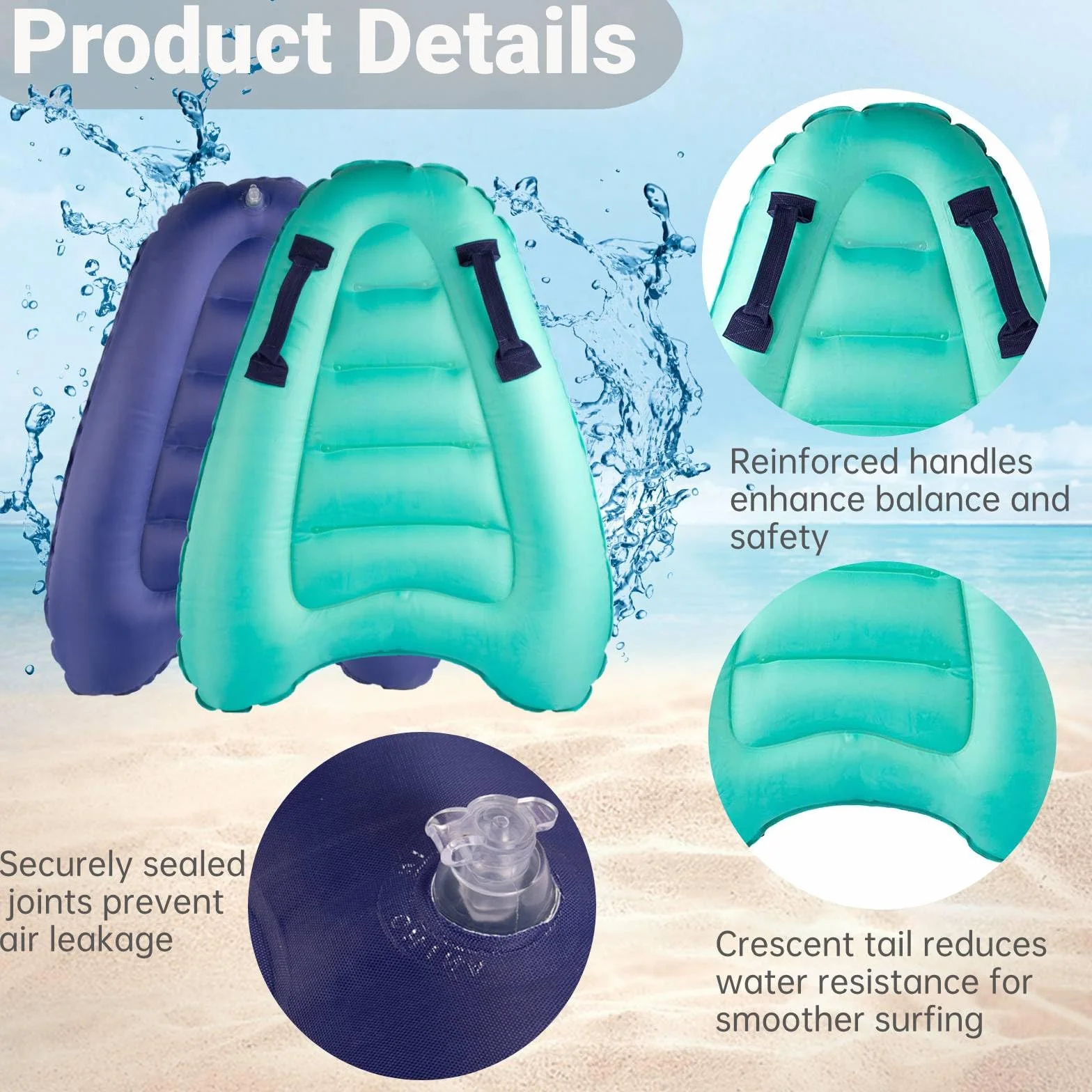 Bodyboard Hinchable Portátil 70x60x15cm para Niños y Adultos Playa Piscina Surf