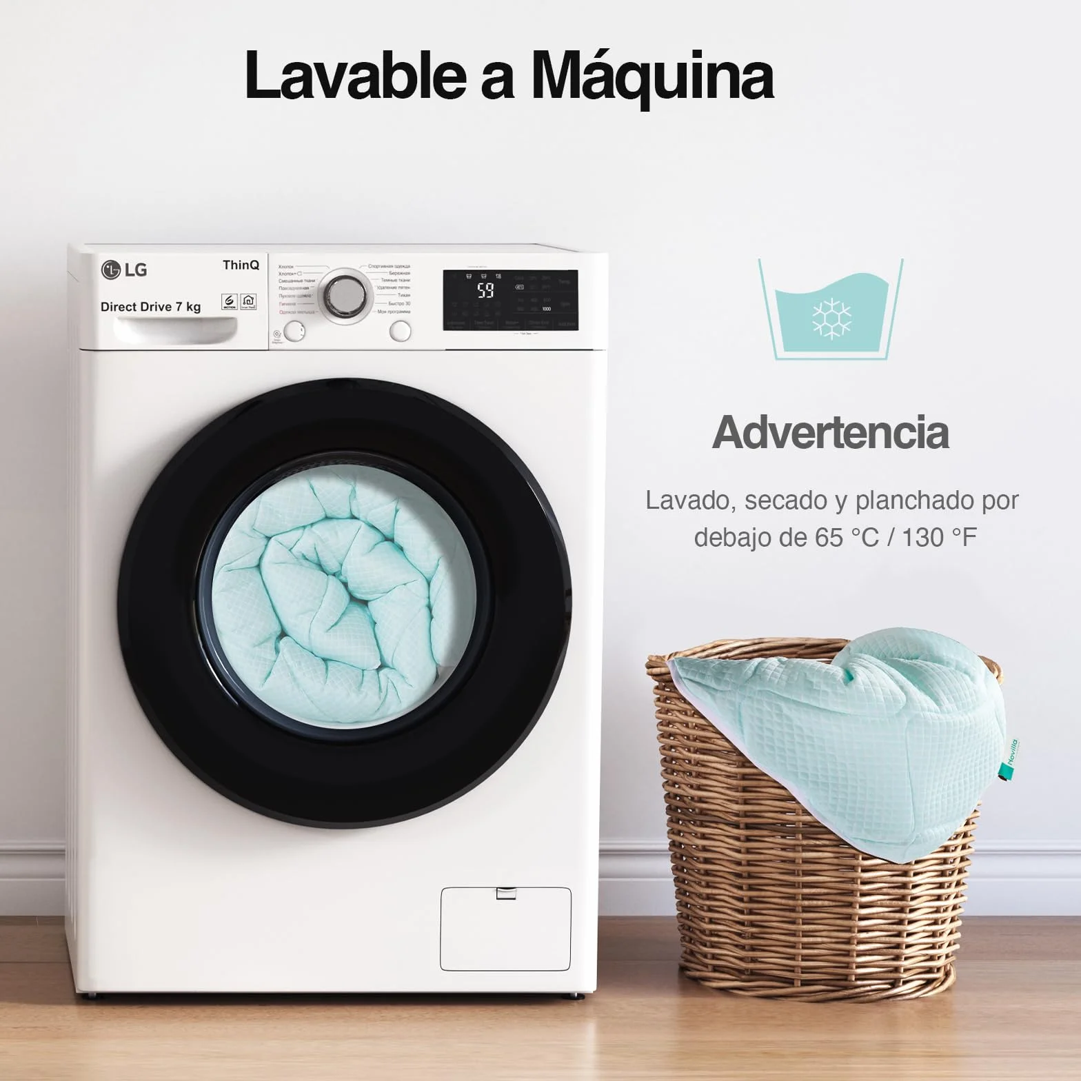 Novilla Sobrecolchón Cómodo de Fibra 150x190cm Tejido Suave y Agradable a la Piel, Capa de Aire Transpirable de 3 Capas, Cubrecolchón con Bolsillo Profundo Elástico de 30cm, Azul