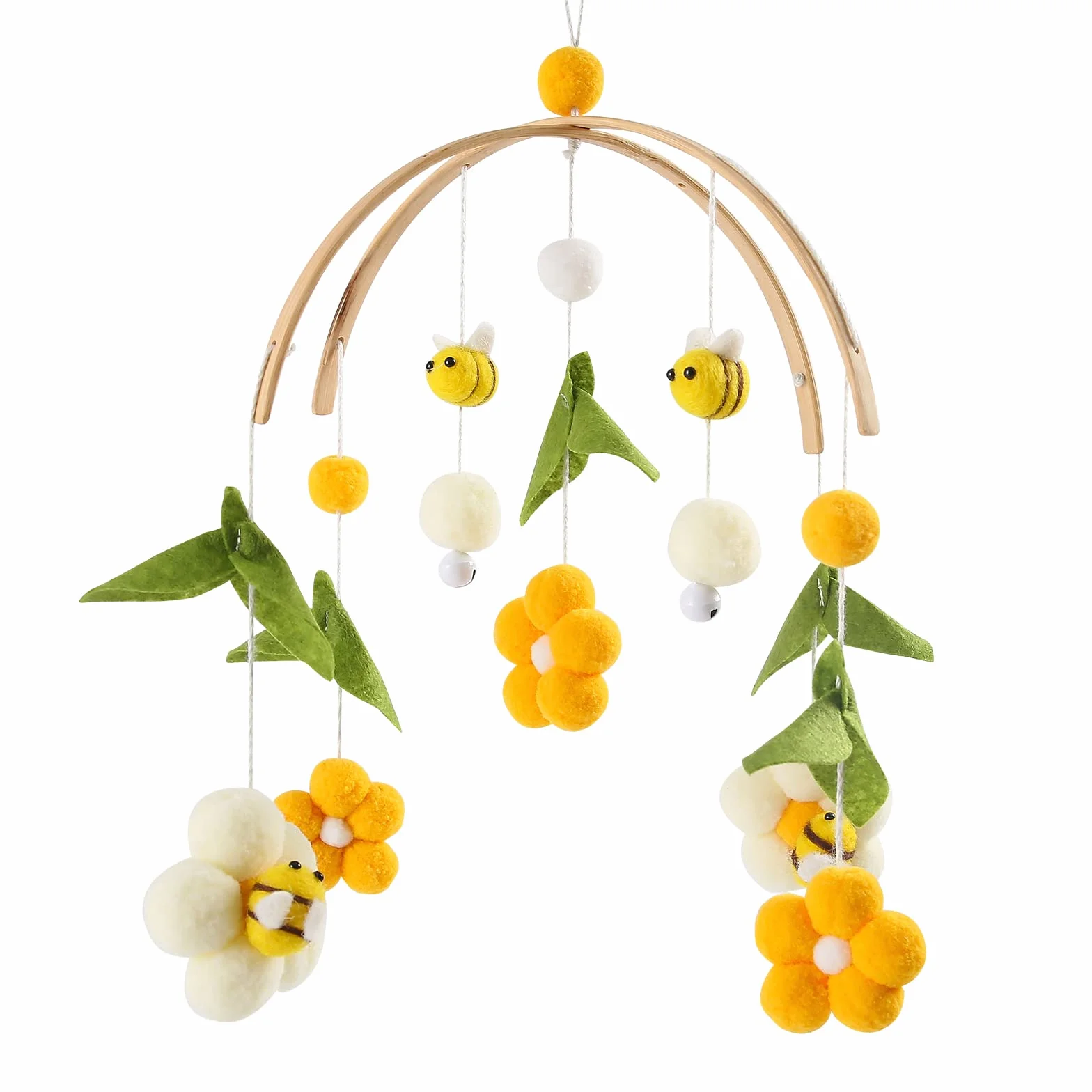 Móvil de madera para bebé con abeja, carillón de viento, regalo recién nacido