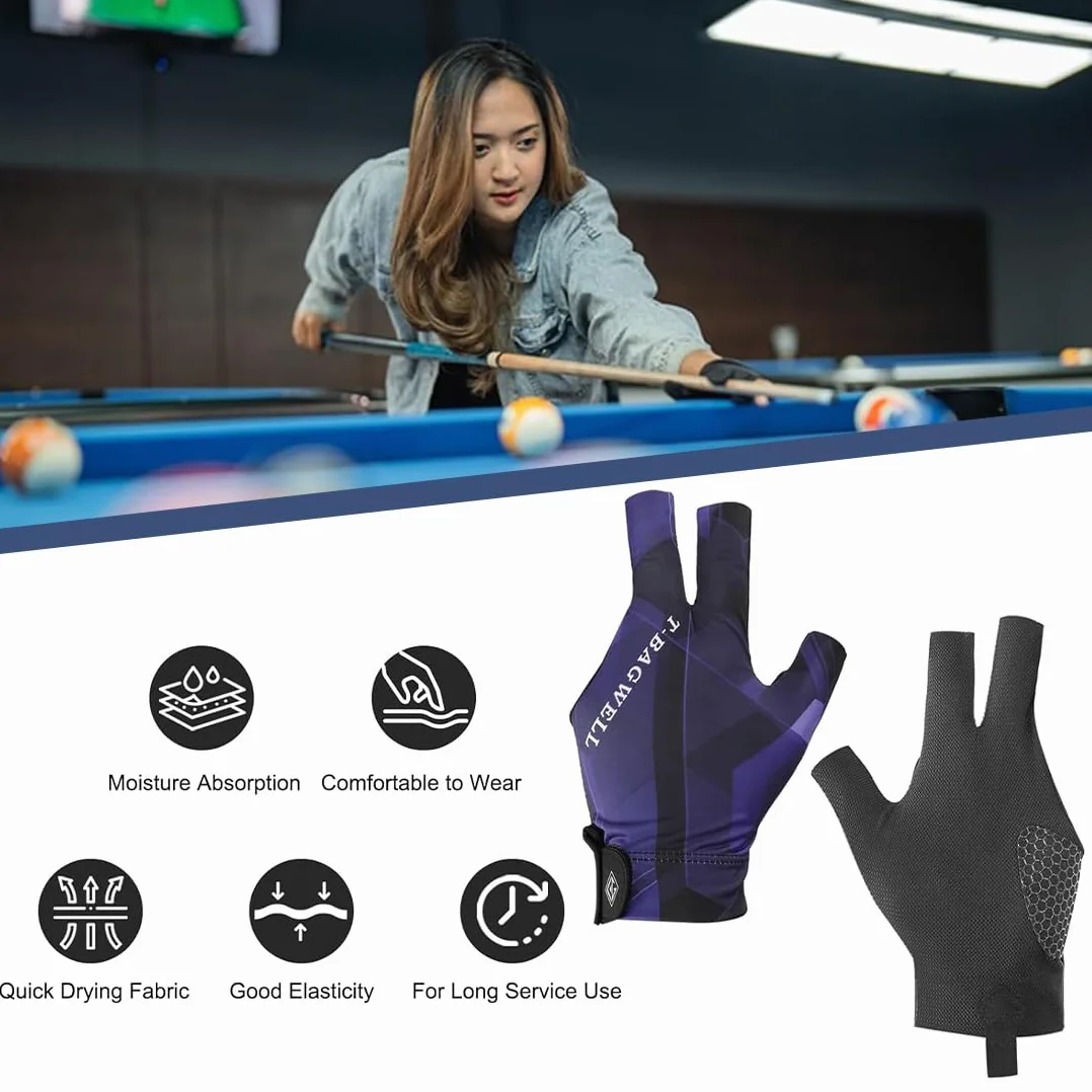 Guantes de Billar de 2 Piezas, para Zurdos, Snooker, Taco de Billar, Ajustables, Antideslizantes