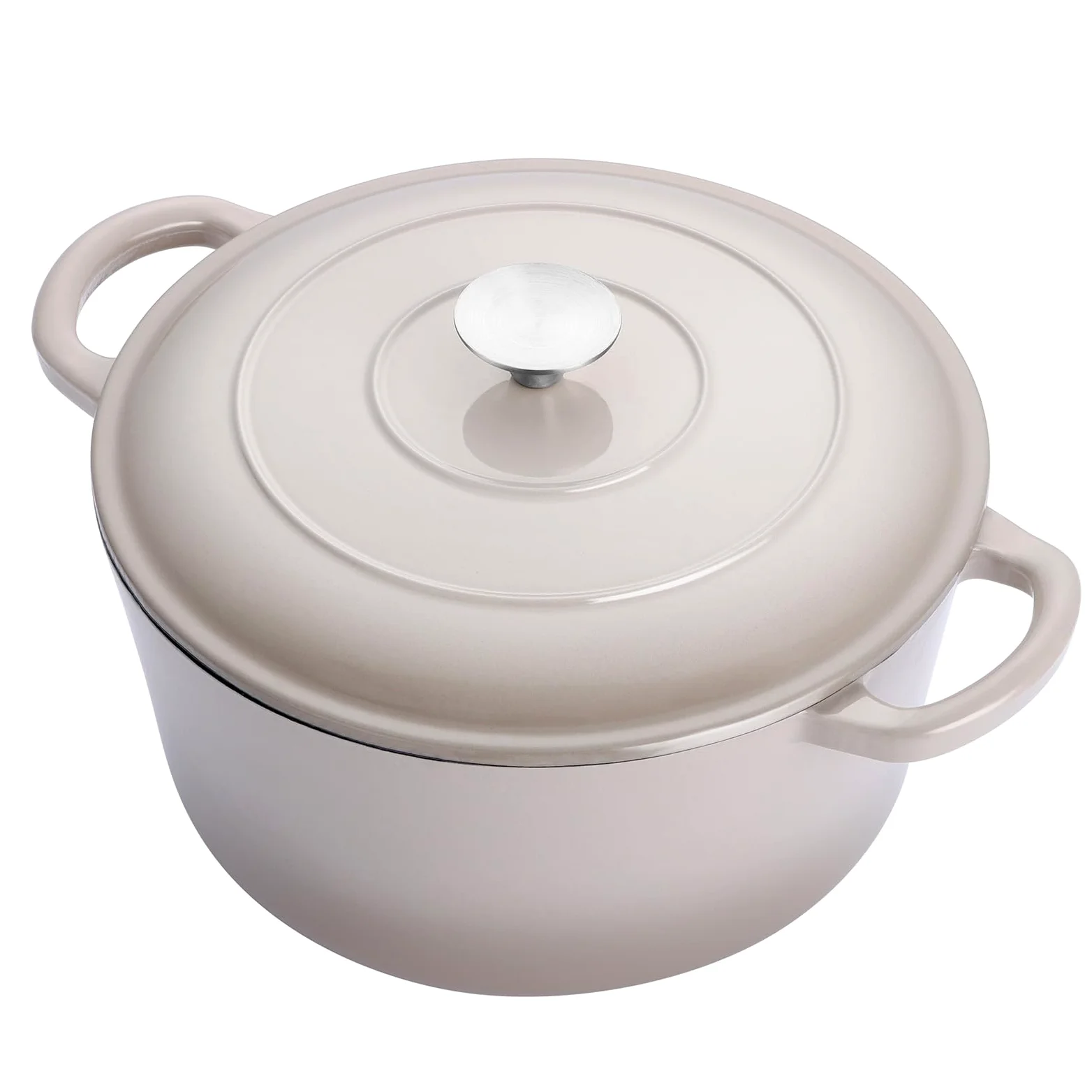 E-far Horno holandés de hierro fundido esmaltado de 6 cuartos de galón, color caqui