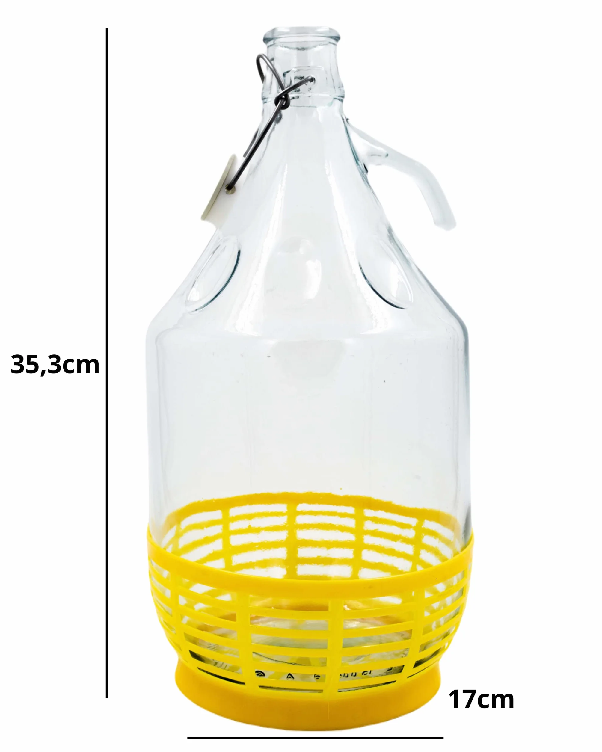 Enghals - Botellas de cristal transparente con cierre de clip, cesta protectora y tapón para hacer vino, fermentación y almacenamiento de bebidas, 2 unidades x 5 l