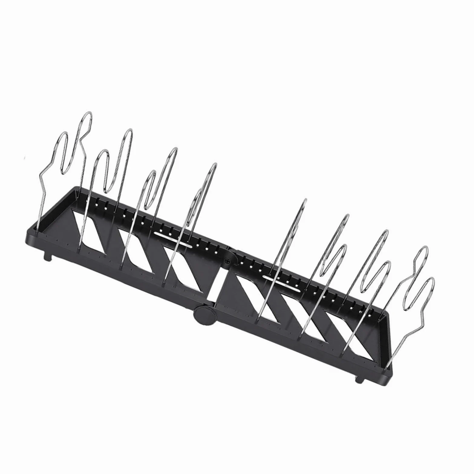 banapoy Organizador de Ollas y Sartenes Debajo del Gabinete, Estante Plegable para Almacenamiento de Ollas y Sartenes con 8 Divisores Ajustables de Acero Inoxidable, Estante para Tapas de para (BLACK)